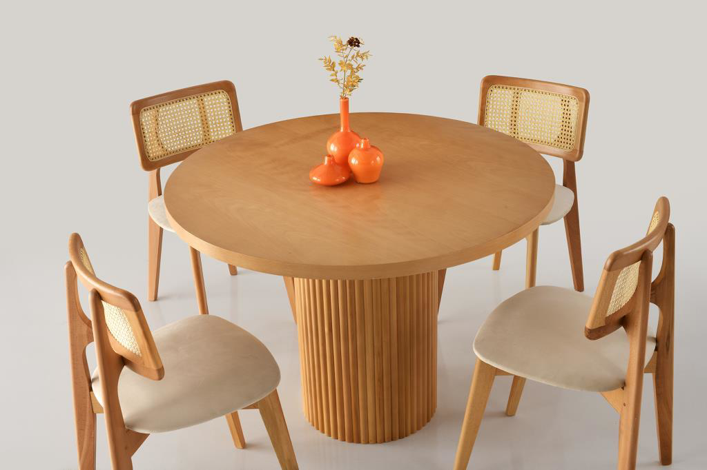 Nova Zion Ağaç Yuvarlak Yemek Masa Sandalye Takımı