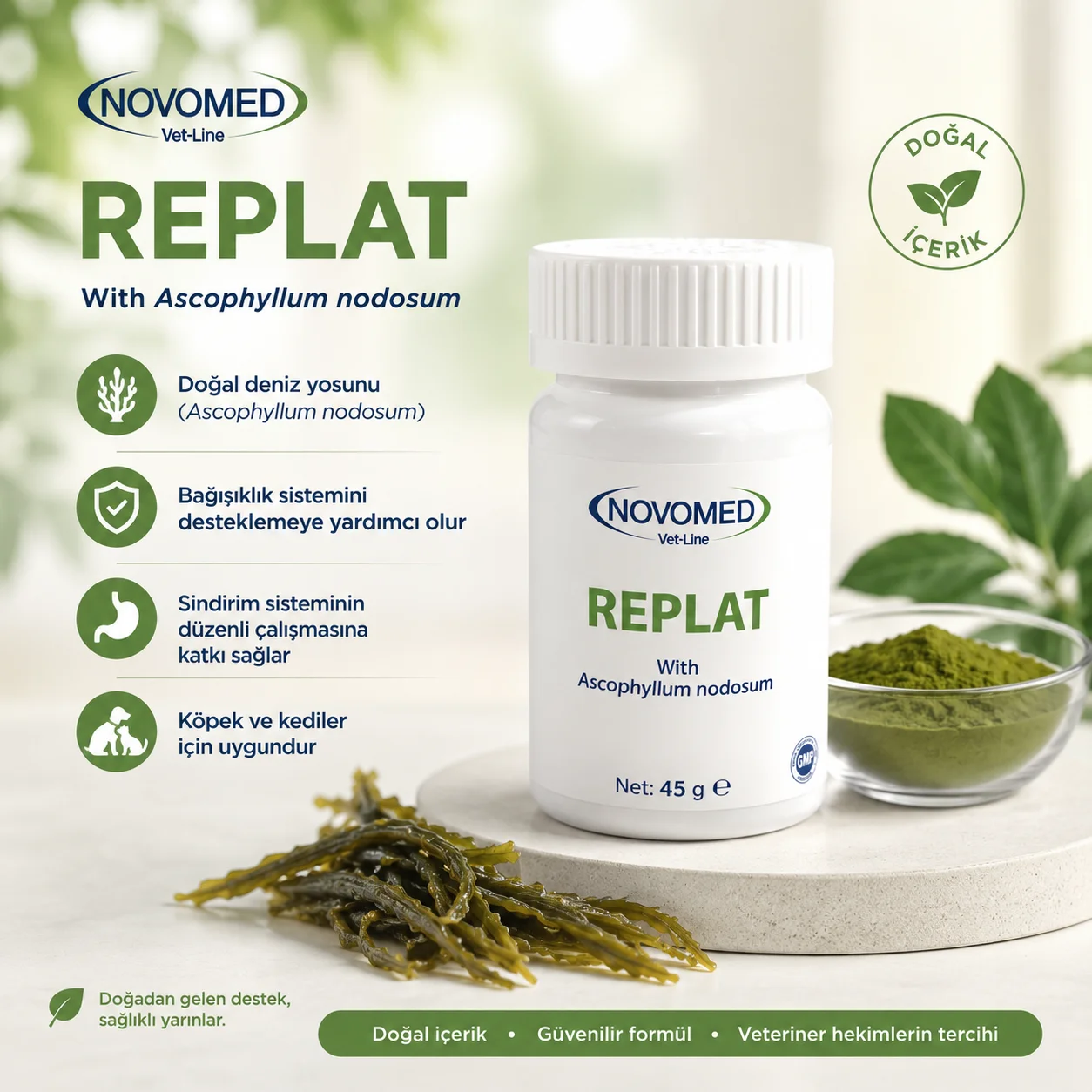 Novomed Replat Powder 45 Gr Kedi ve Köpek Ağız &amp; Diş Bakım Tozu