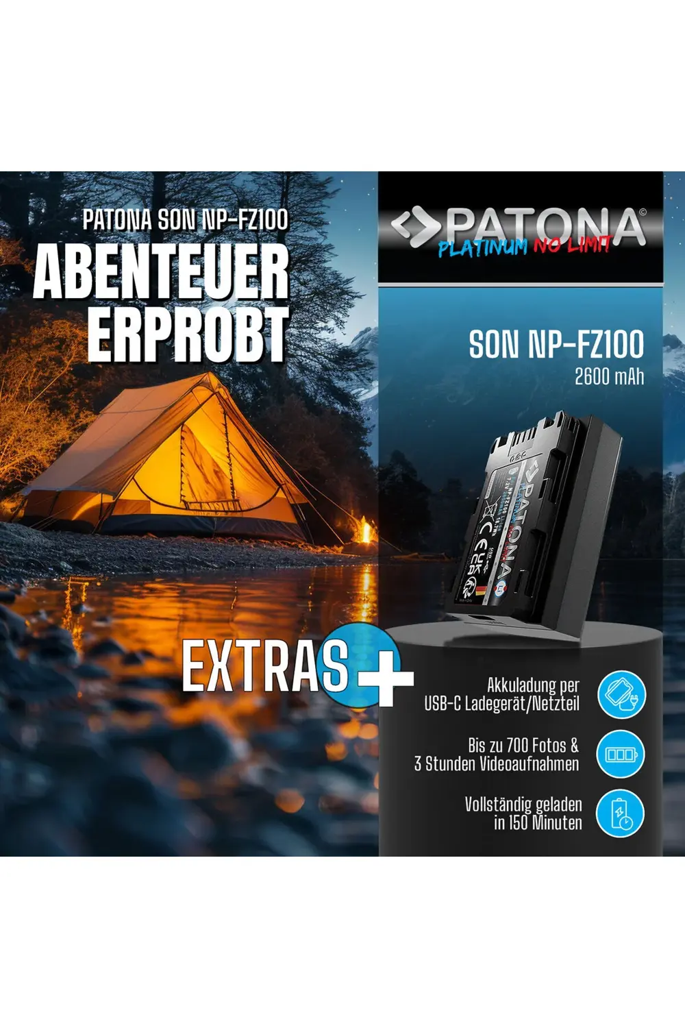 NP-FZ100 USB Sony Fotoğraf Makinesi Batarya (Type-c Girişli)