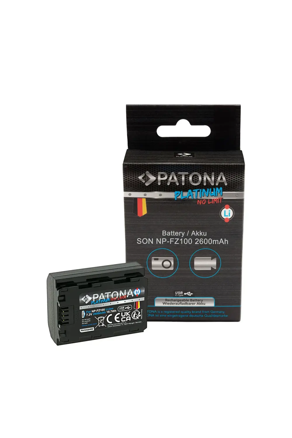 NP-FZ100 USB Sony Fotoğraf Makinesi Batarya (Type-c Girişli)