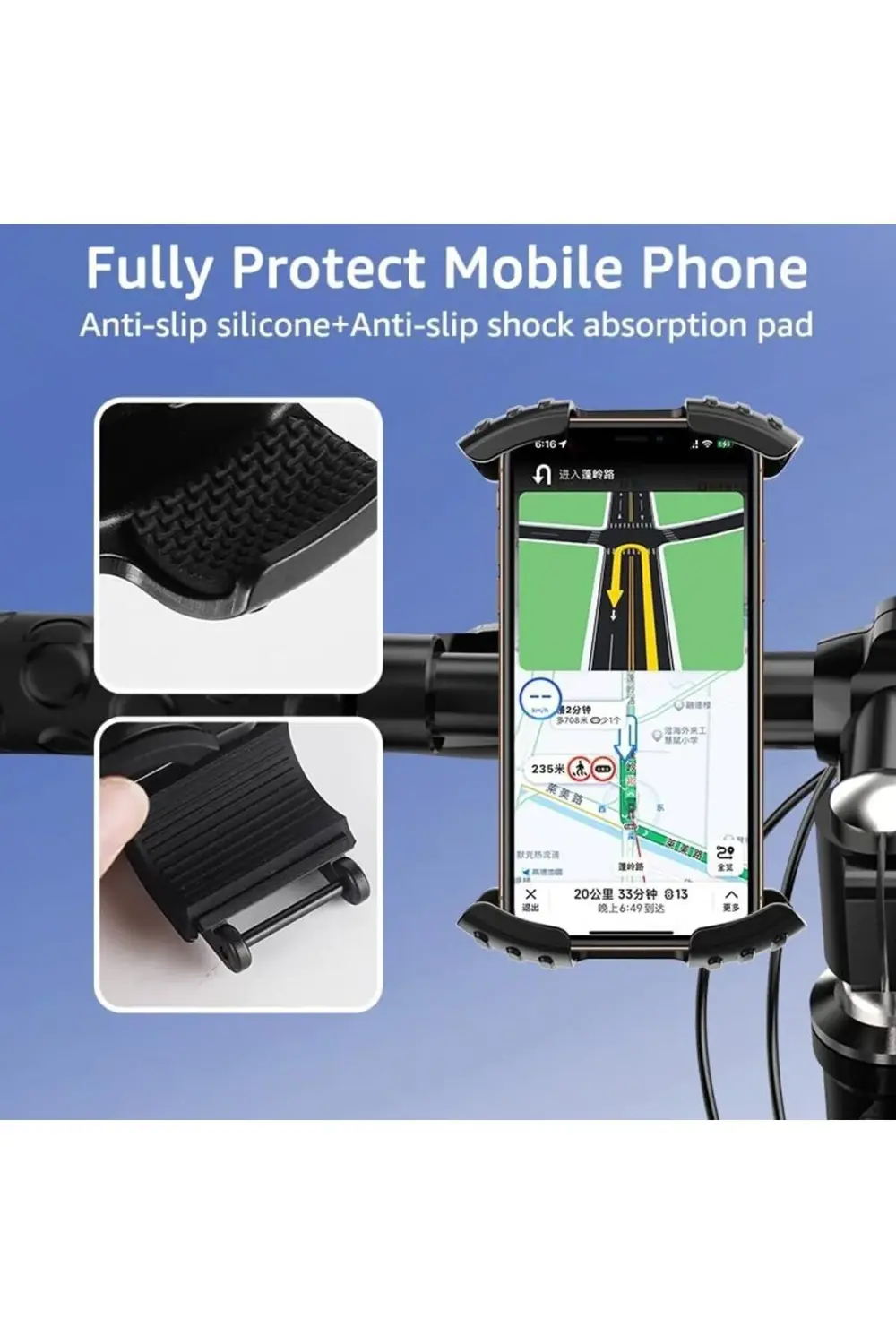 NR51 Motosiklet Bisiklet Telefon Tutucu Tek El Kullanım Otomatik