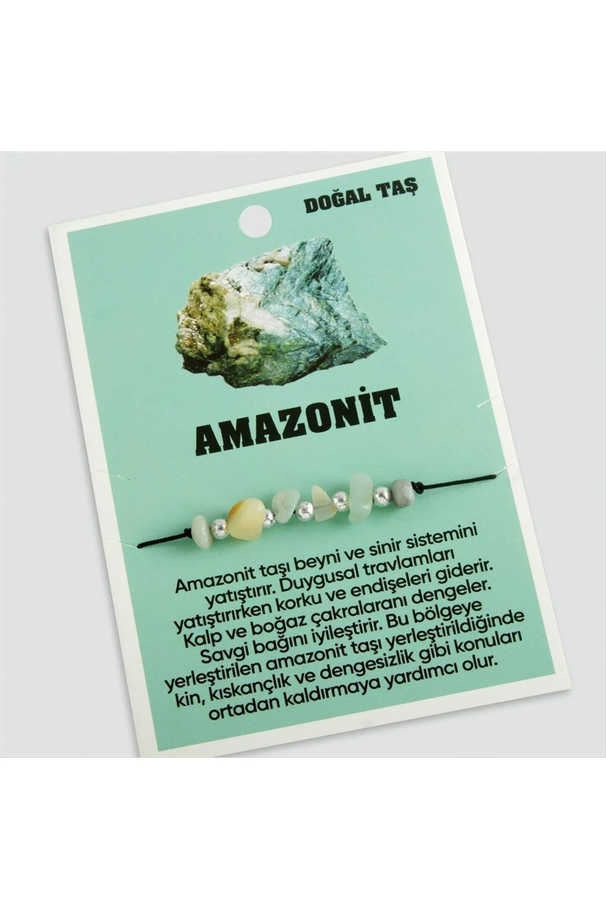 NRZSNT Amazonit Doğaltaşlı (03015) İp Bileklik-Yeşil