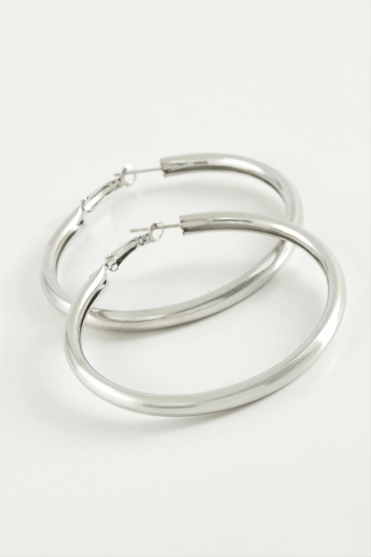 NRZSNT Boru Halka Küpe 4,5 (132346) cm-Gümüş Rengi