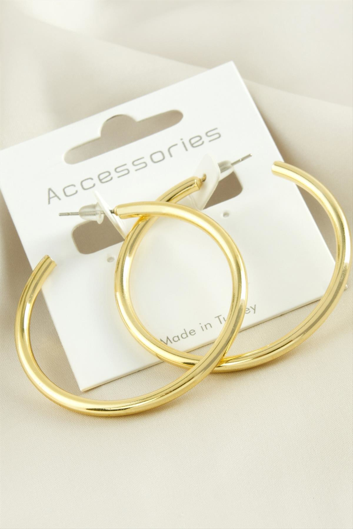 NRZSNT Boru Halka Küpe (223246) 4,5 cm-Sarı