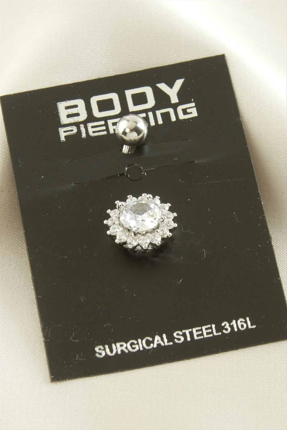 NRZSNT Çiçek Zirkon Taşlı Çelik Piercing 1 (124404) Adet-Gümüş Re