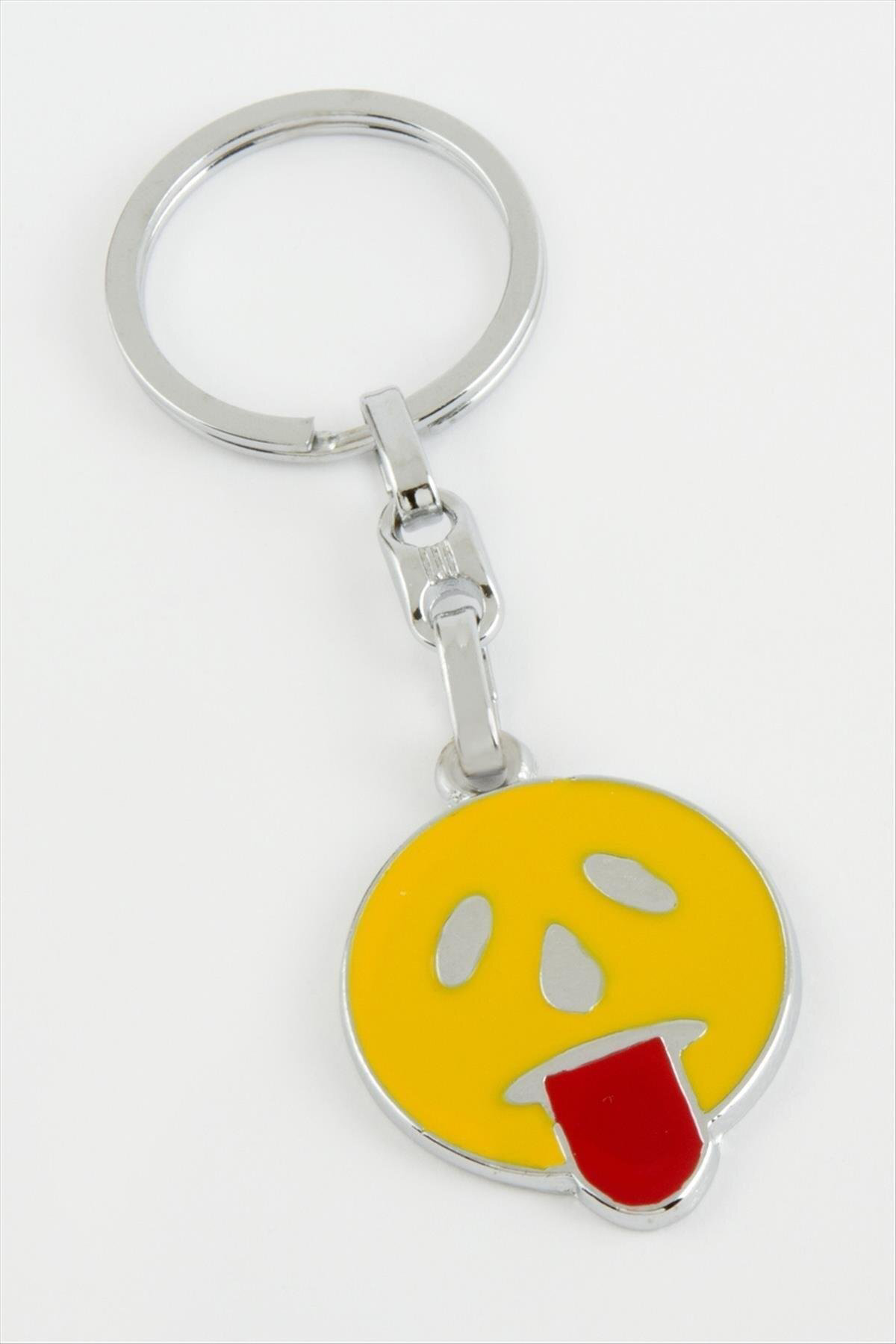 NRZSNT Dil Çıkaran Emoji (165941) Metal Anahtarlık-Sarı