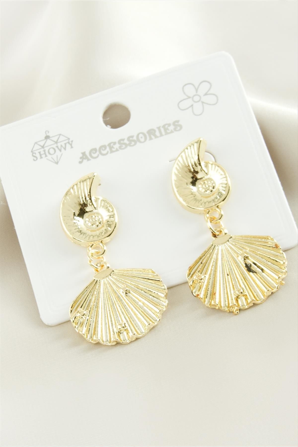 NRZSNT İstiridye (164116) Metal Küpe-Sarı