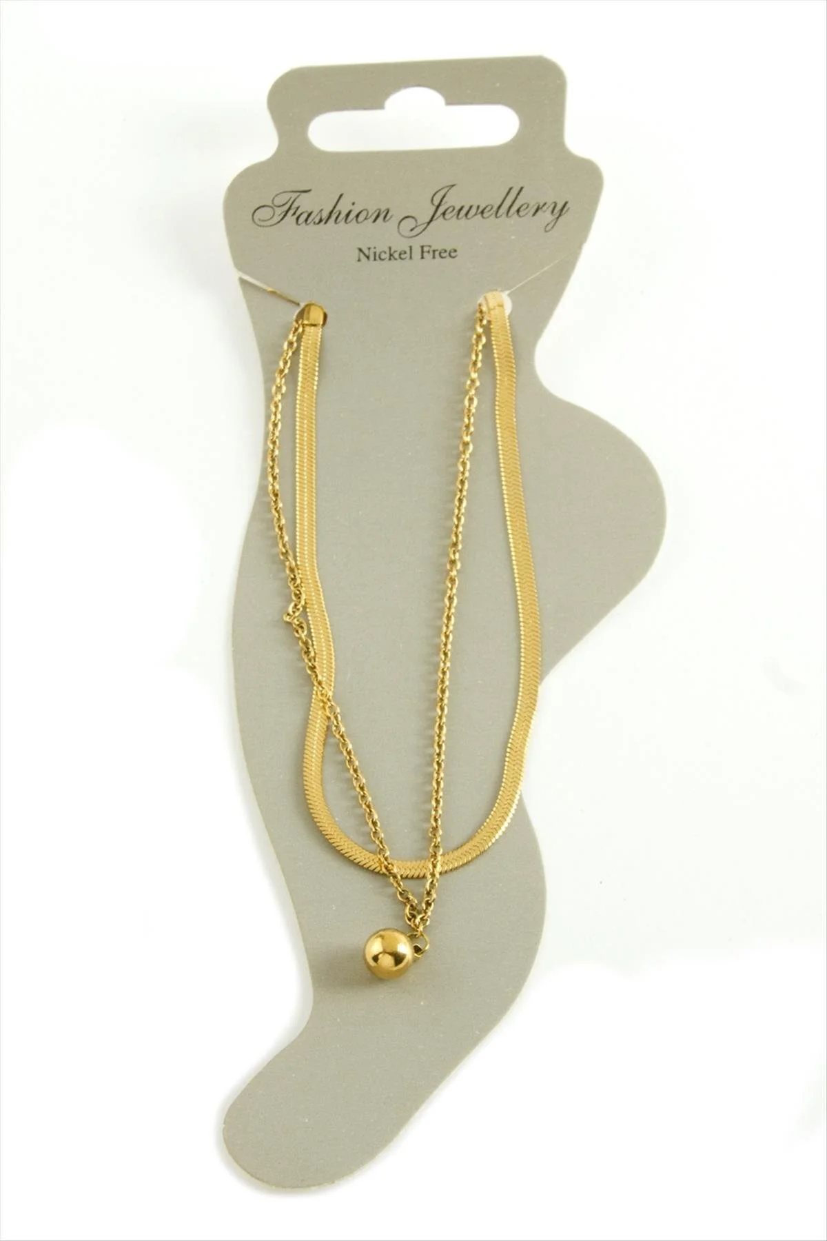 NRZSNT İtalyan Zincirli Lüks (165043) Çelik Halhal-Sarı