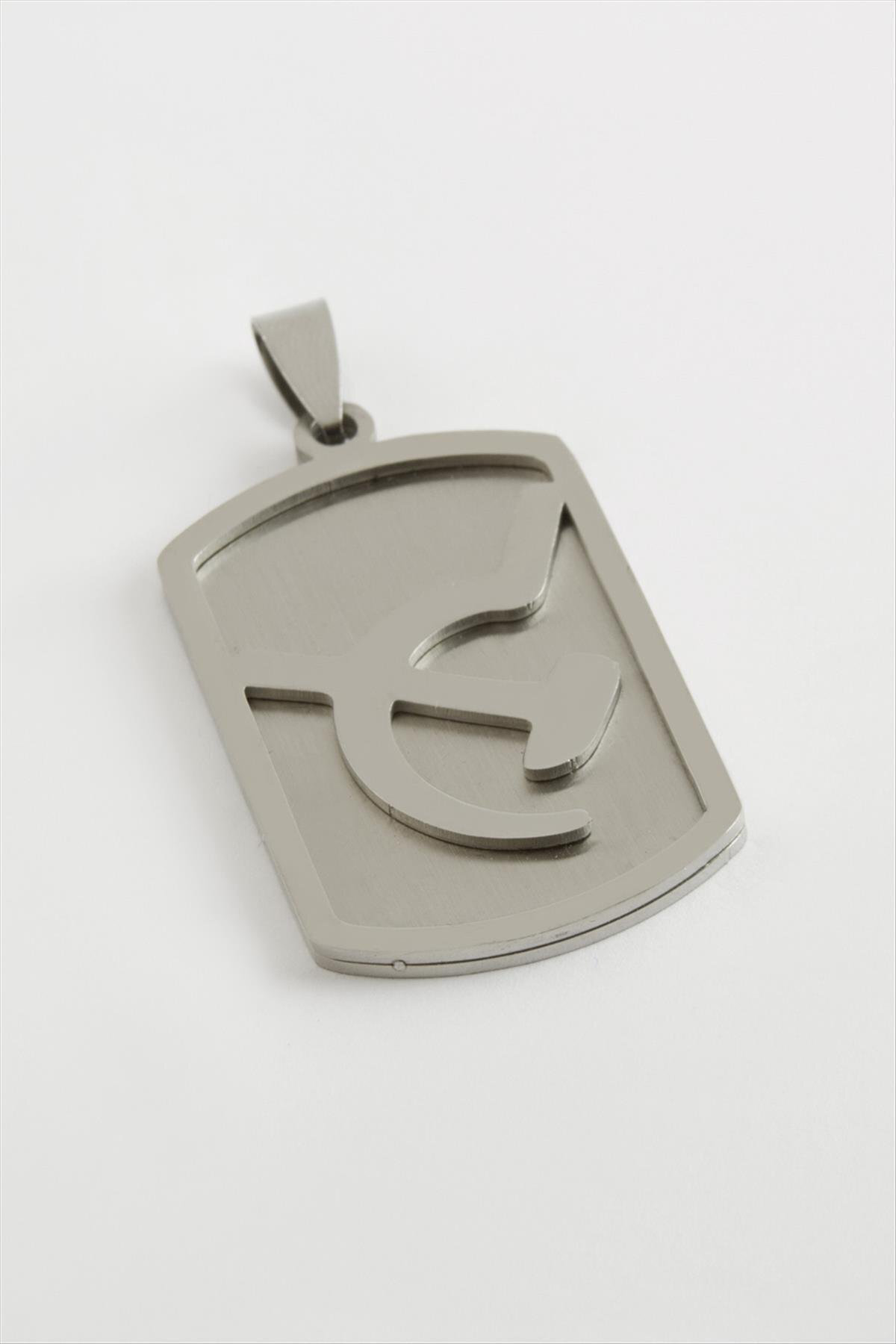 NRZSNT Ok Yay Çelik Kolye Ucu 2,5X4 (125829) cm-Gümüş Rengi