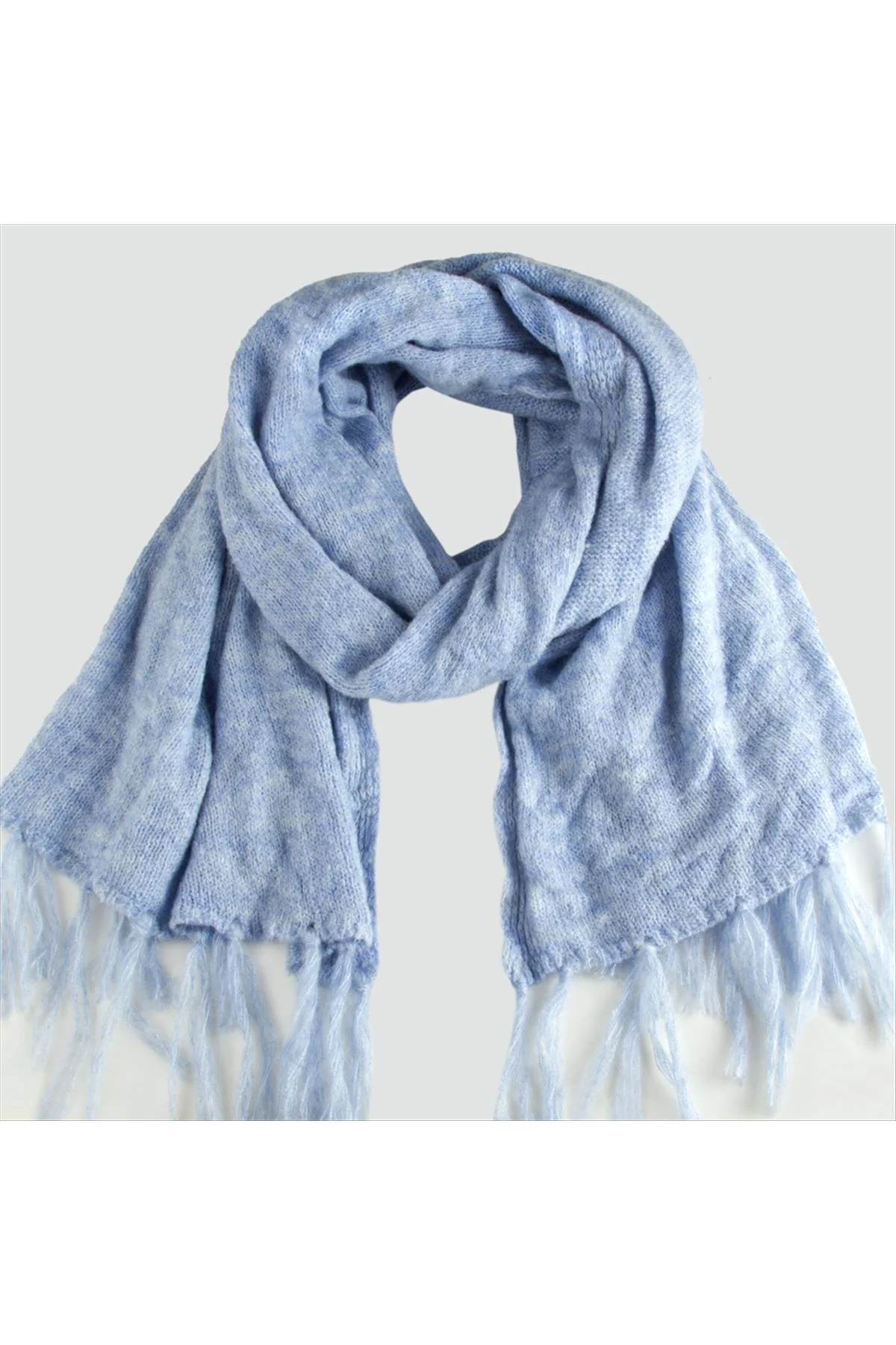 NRZSNT Örgülü İplik Kışlık (221941) Şal-Açık Mavi