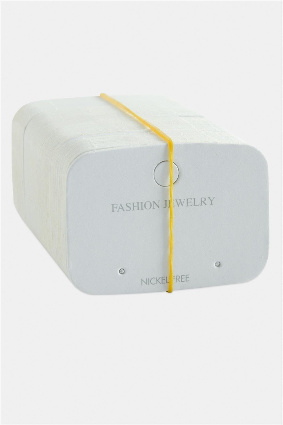 NRZSNT Oval Lüx Küpe Kartı (165747) 100 Adet-Beyaz