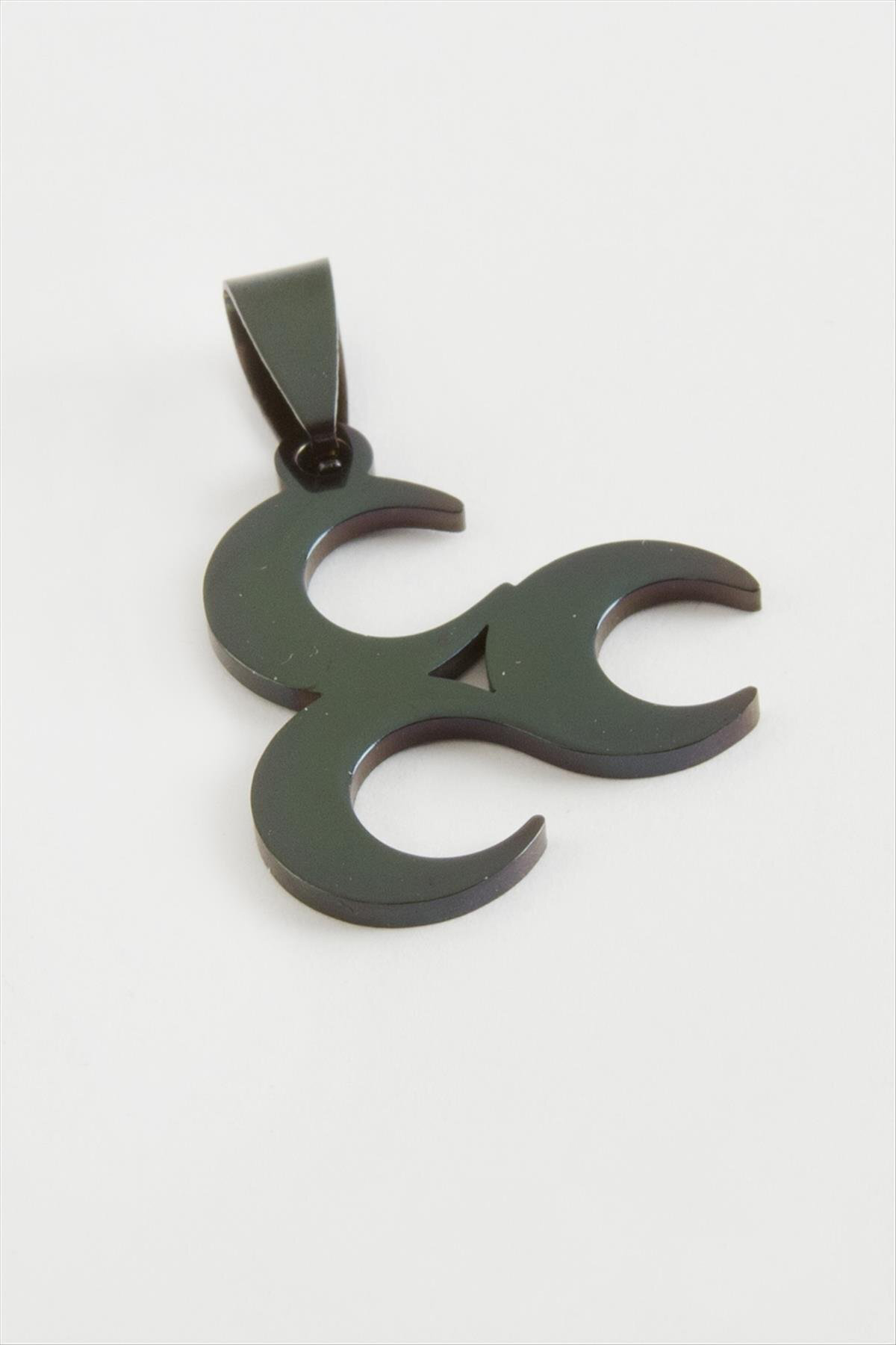 NRZSNT Tuğra Çelik Kolye Ucu (125851) 2,5 cm-Siyah