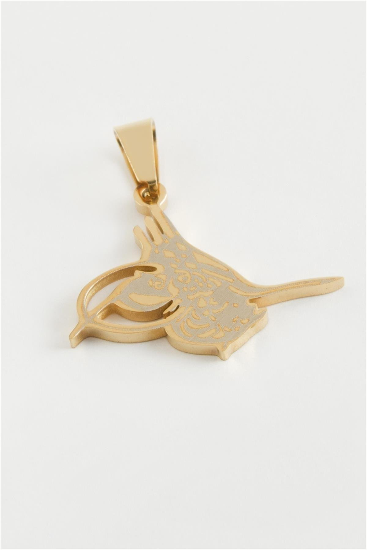 NRZSNT Tuğra Çelik Kolye Ucu (133455) 3 cm-Sarı