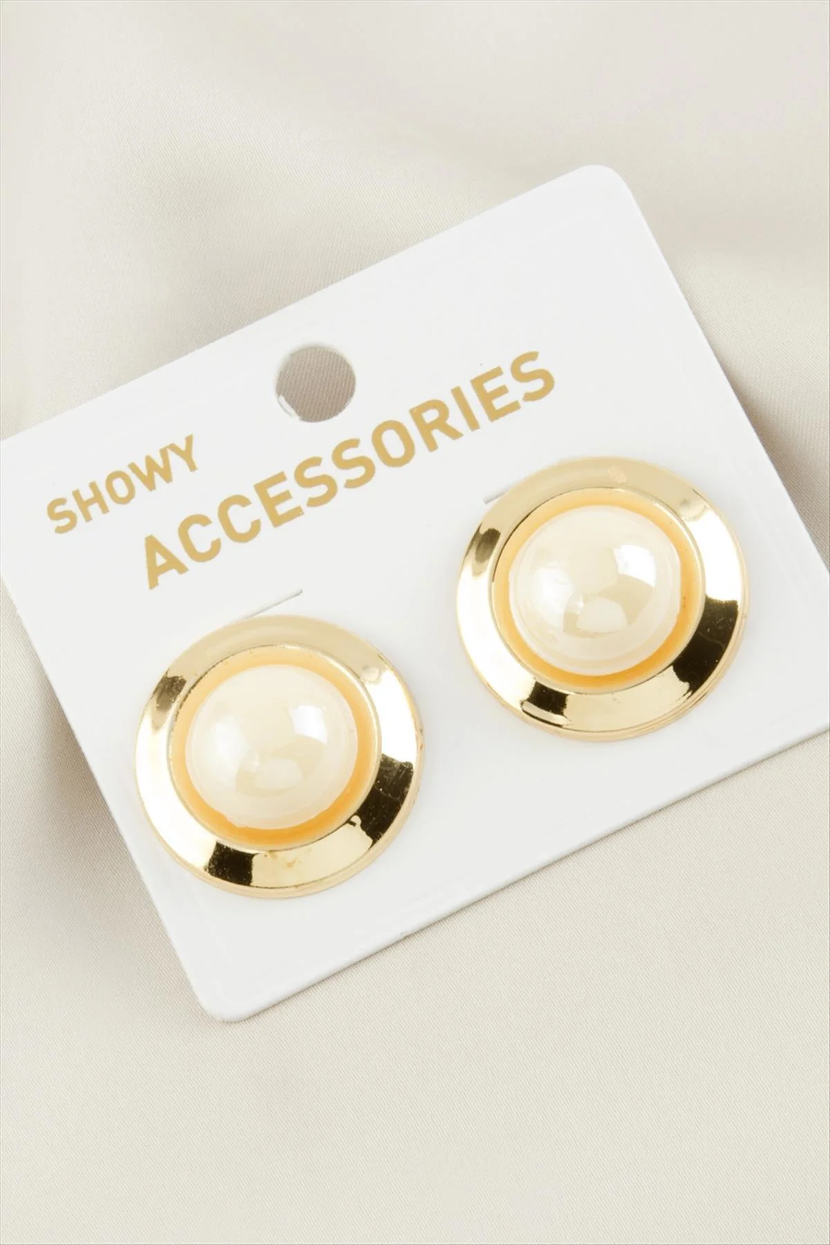 NRZSNT Yuvarlak Yeni Sezon İnci (223801) Küpe-Gümüş Rengi