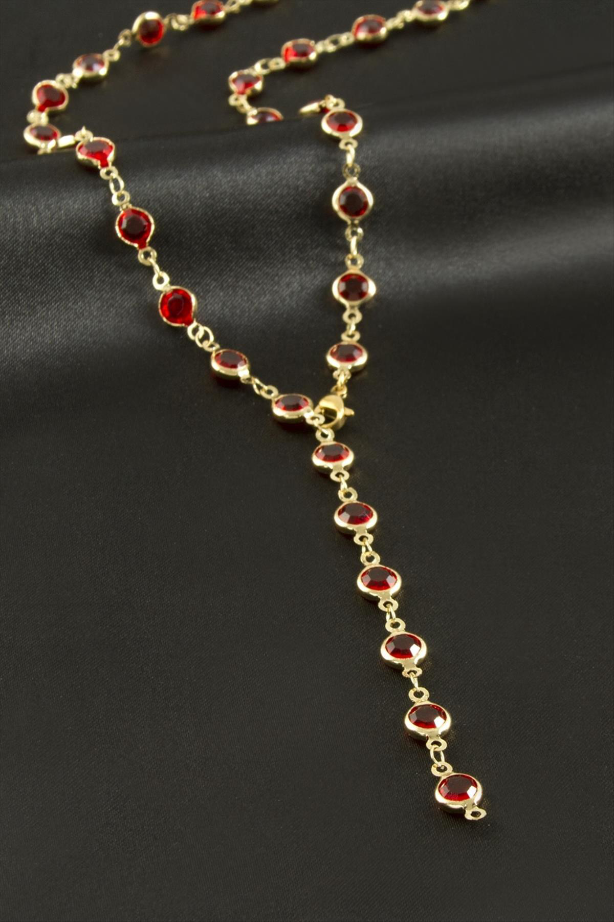 NRZSNT Yuvarlak Zirkon Taşlı Çelik Y (225124) Kolye-Açık Mavi