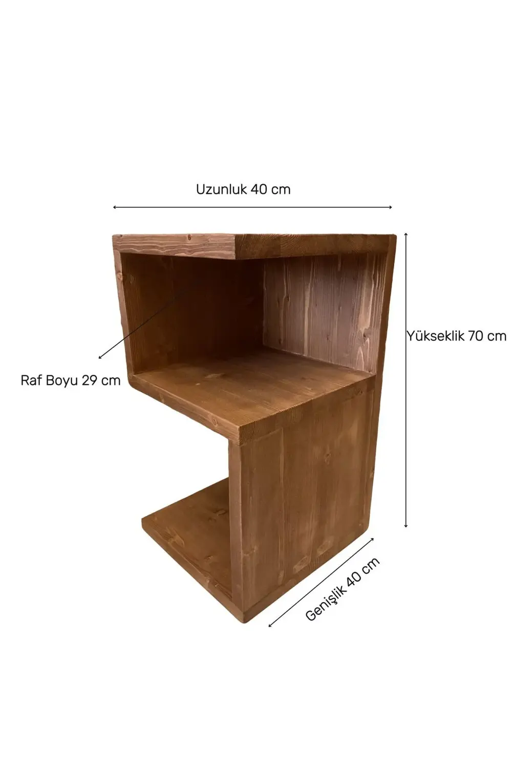 NTConcept Ahşap Masif Yan Sehpa Kitaplık