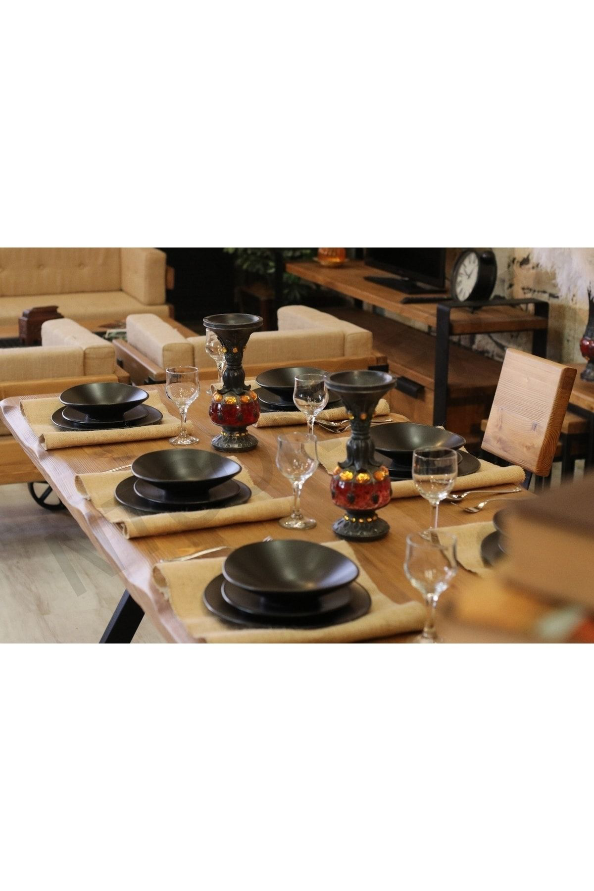 Ntconcept Ahşap Masa Takımı Banklı Sandalyeli - (60cm-120cm masa-