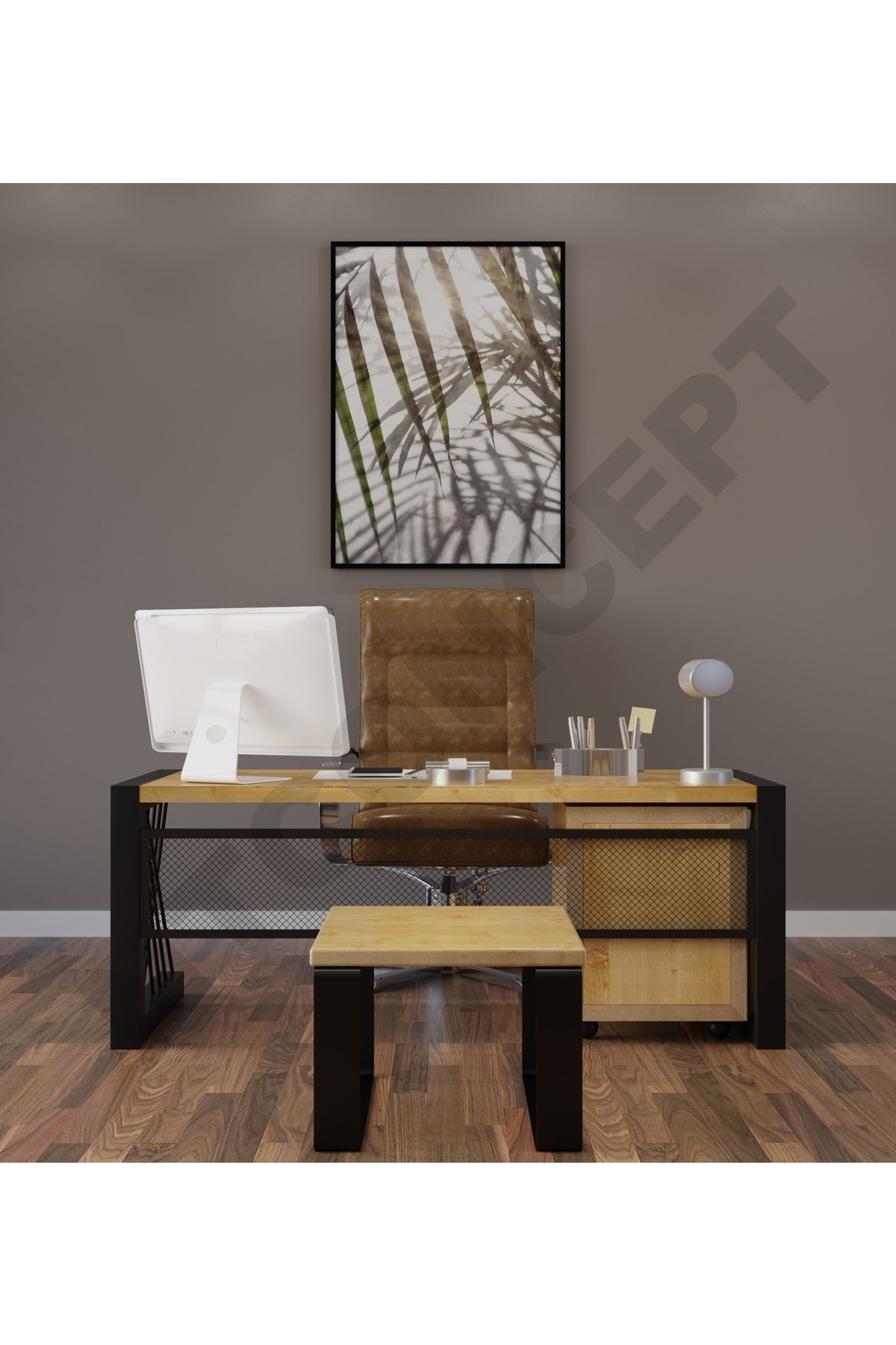 Nt Concept Ntconcept Aiw Doğal Ahşap Üçlü Ofis Ve Çalışma Odası Takımı-220'L