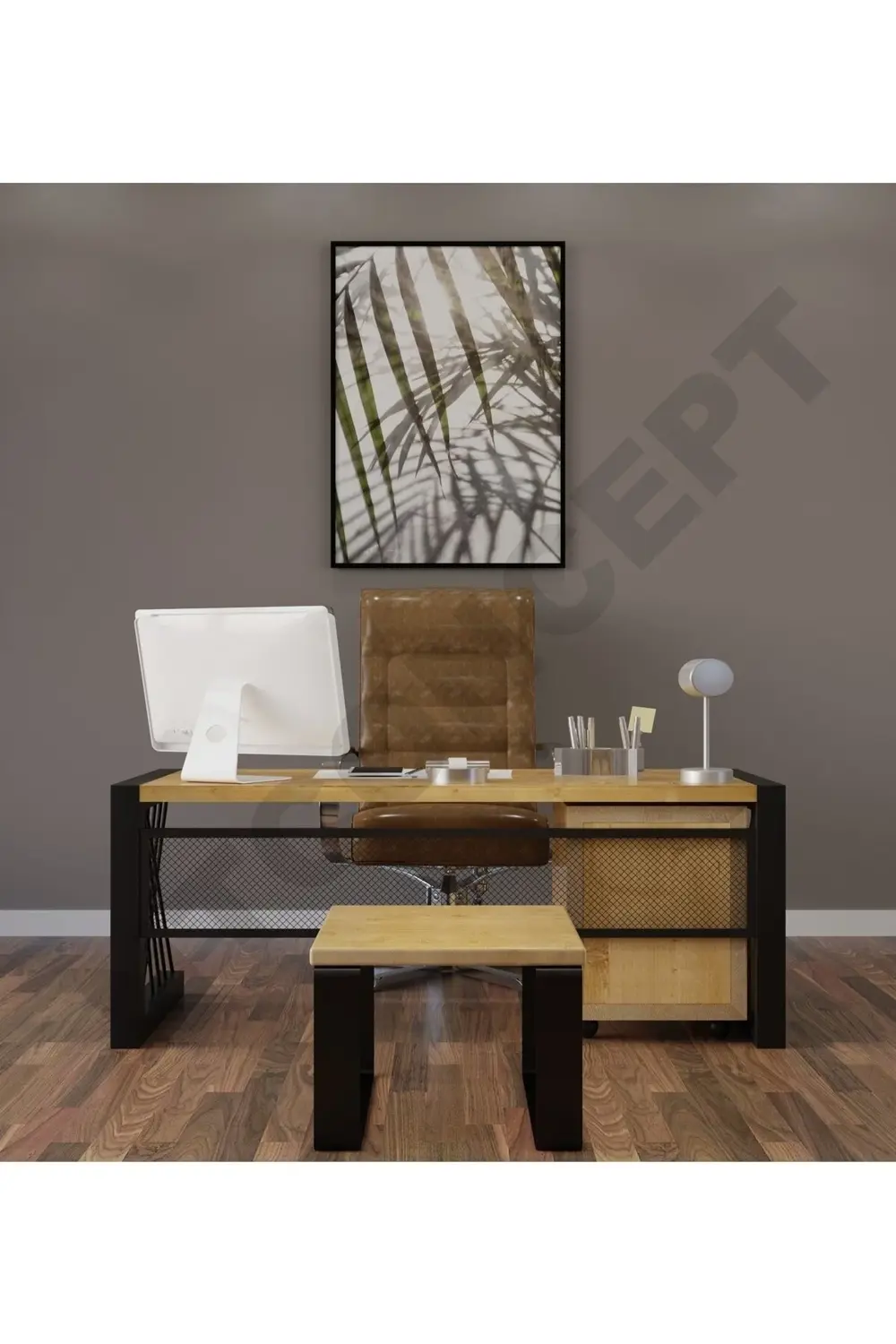 Nt Concept Ntconcept Aiw Doğal Ahşap Üçlü Ofis Ve Çalışma Odası Takımı-220'L