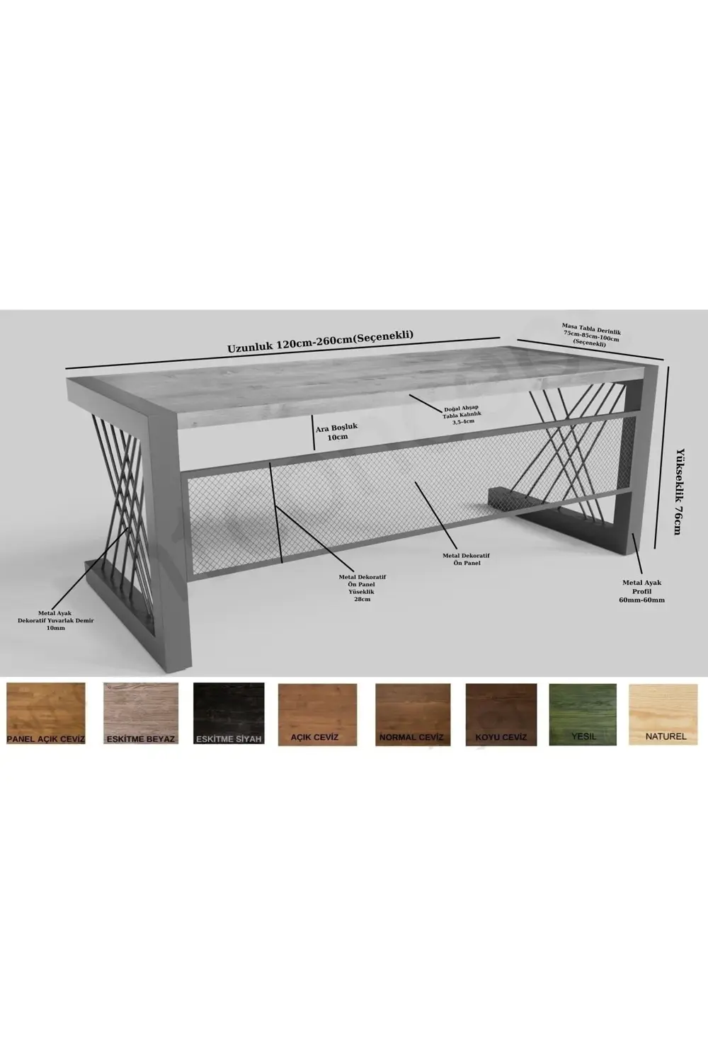 Nt Concept Ntconcept Aiw Doğal Ahşap Üçlü Ofis Ve Çalışma Odası Takımı-240'L