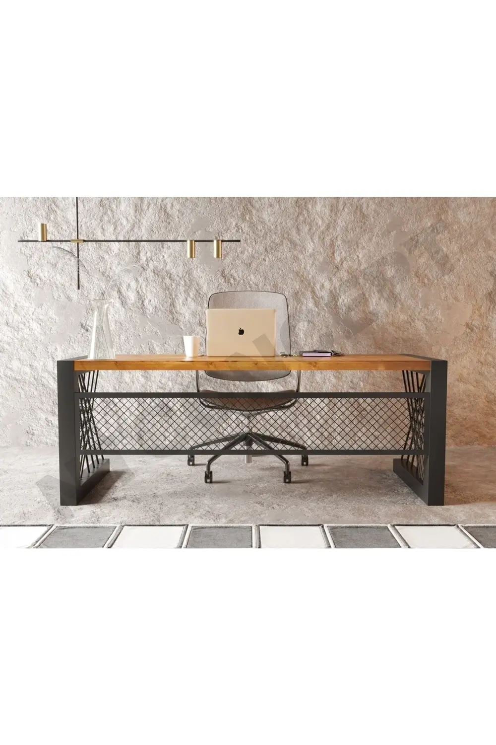 Ntconcept Alfa Açık Ceviz Renk Masif Ahşap Ofis Ve Çalışma Masası