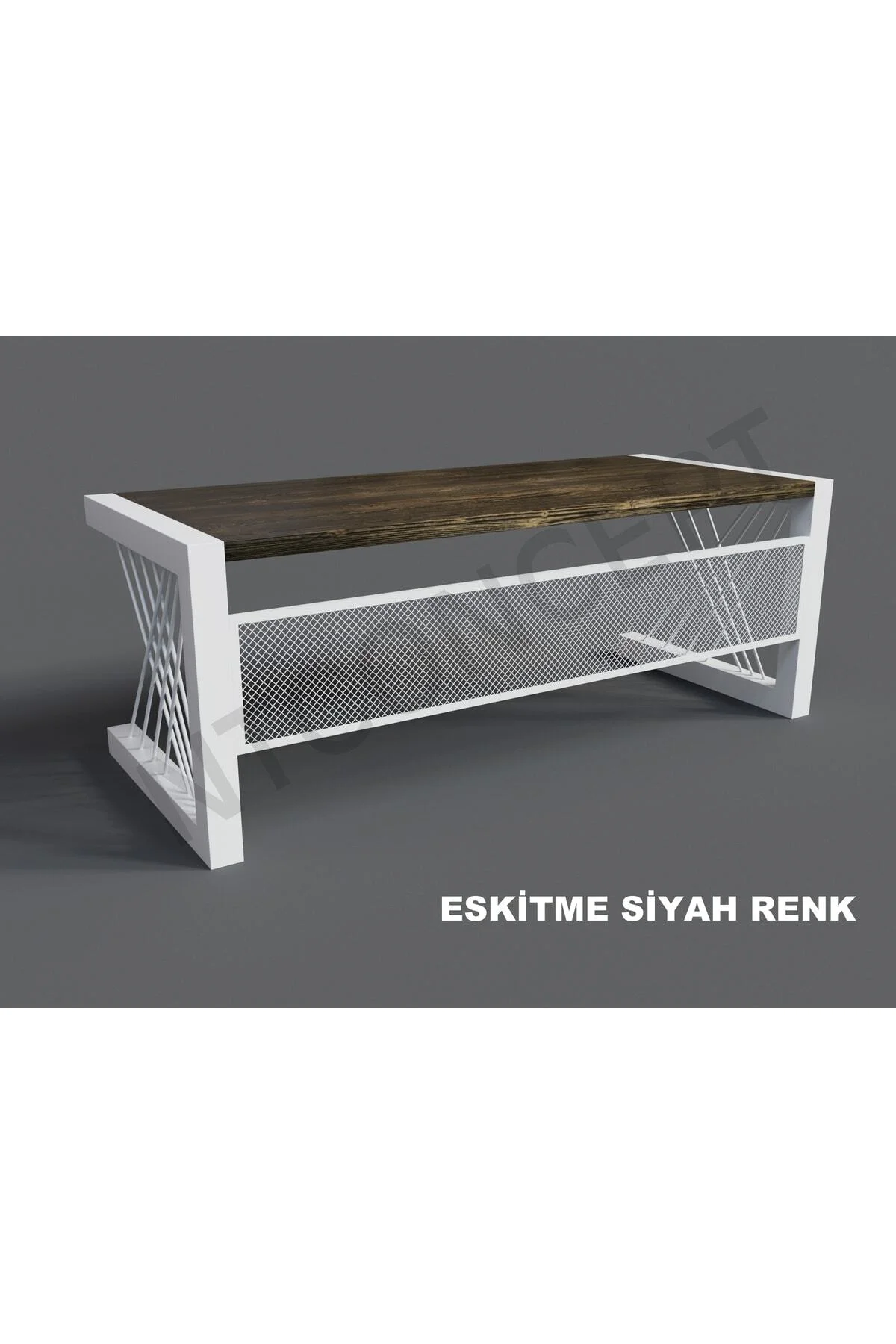 Ntconcept Alfa Eskitme Siyah Renk Masif Ahşap Ofis Ve Çalışma Masası(75CM-200CM)