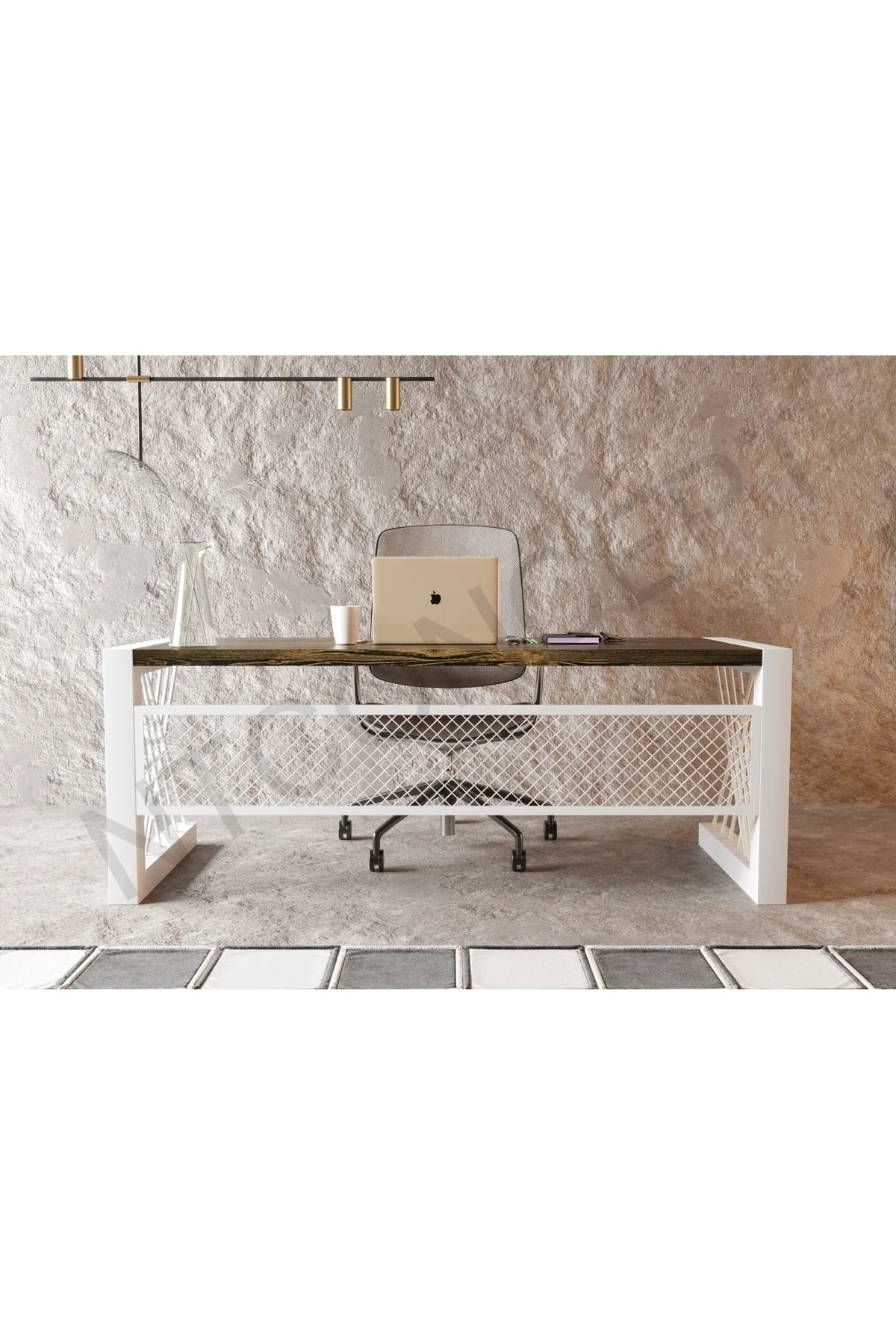 Ntconcept Alfa Eskitme Siyah Renk Masif Ahşap Ofis Ve Çalışma Masası(75CM-200CM)