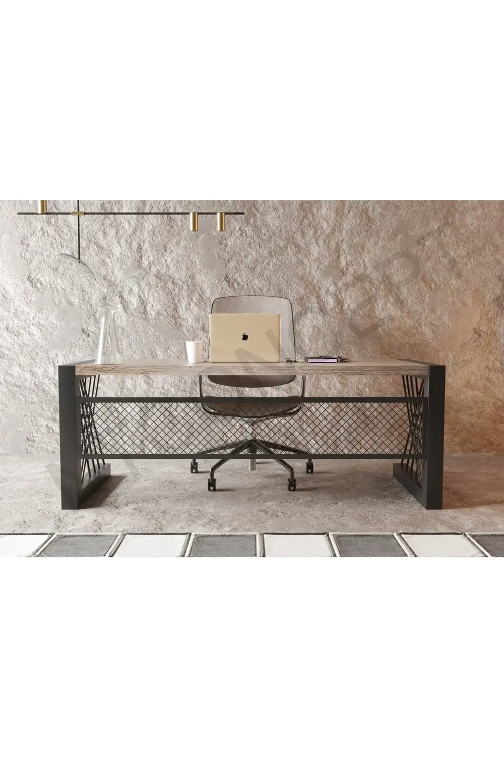 Nt Concept Ntconcept Alfa Eskitme Beyaz Renk Masif Ahşap Ofis Ve Çalışma Mas