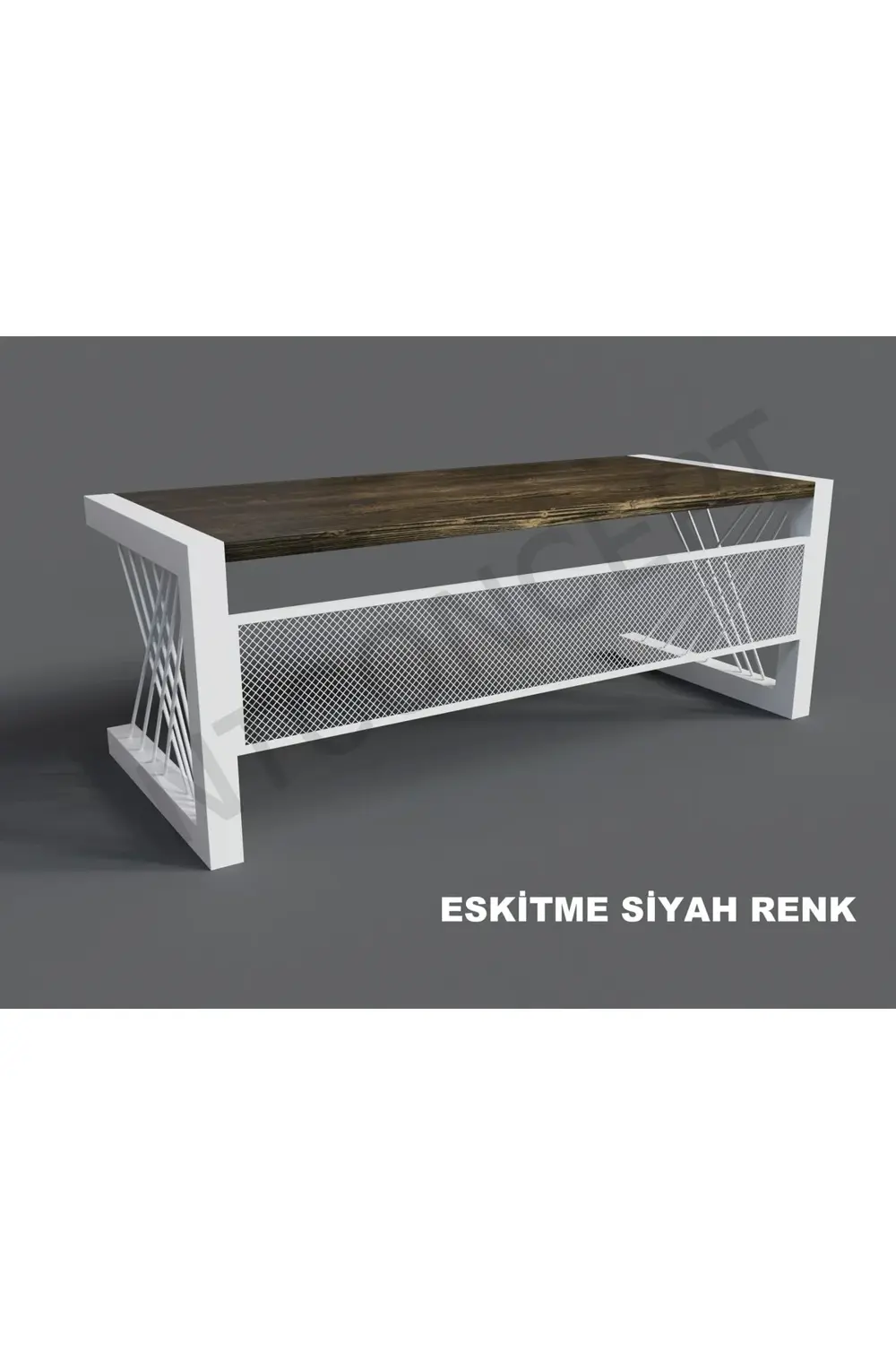 Ntconcept Alfa Eskitme Siyah Renk Masif Ahşap Ofis Ve Çalışma Mas