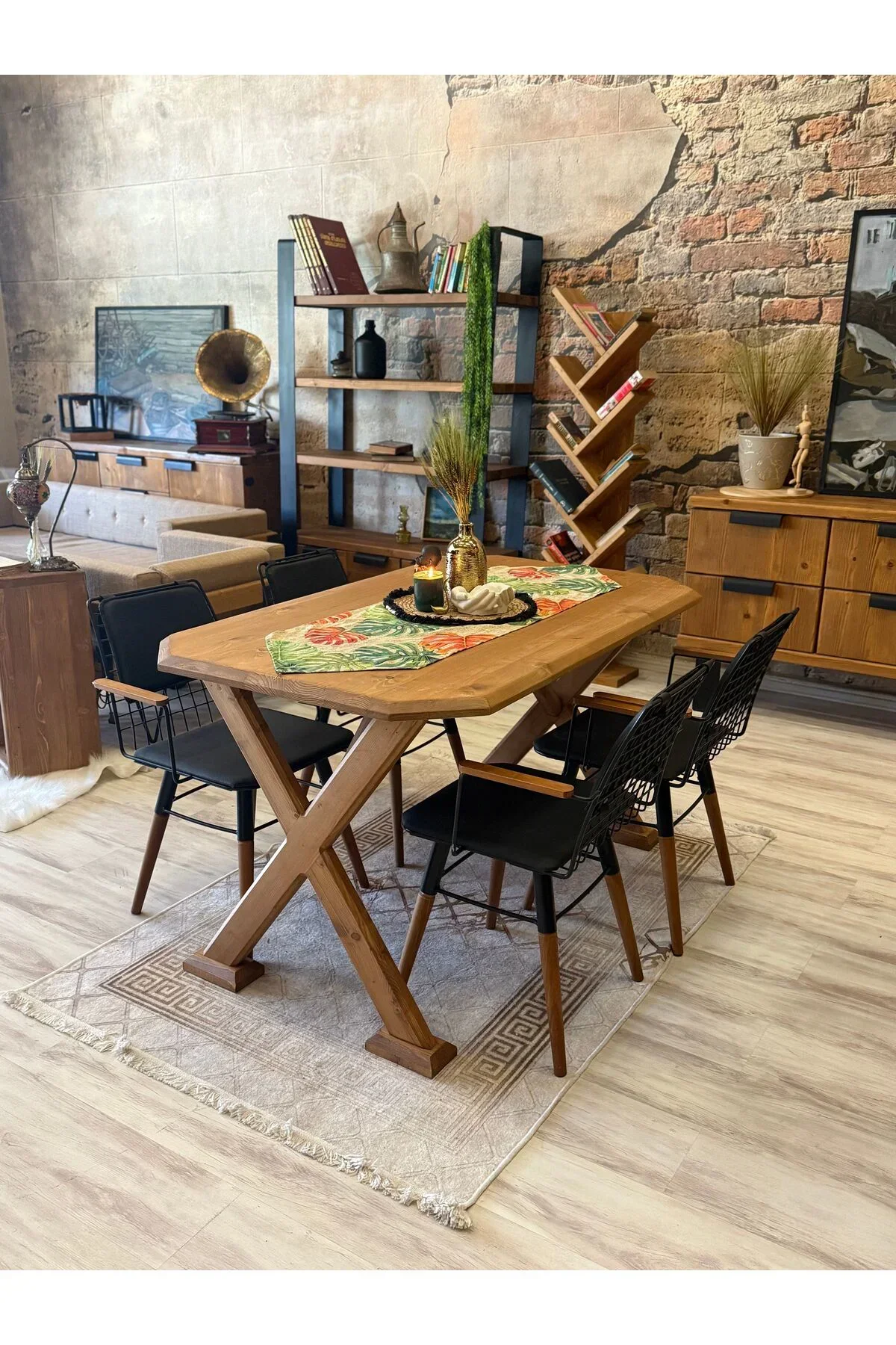 Ntconcept Arden Doğal Ahşap Sandalyeli Masa Takımı(85cm-185cm Masa+8Sandalye) - Görsel 3