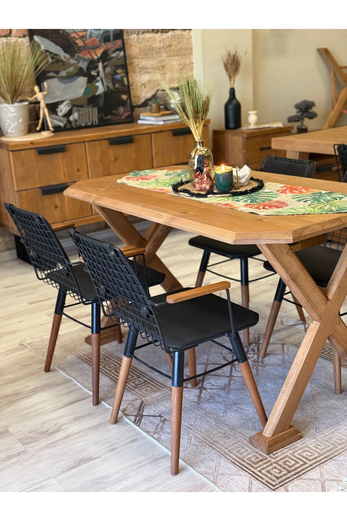 Nt Concept Ntconcept Arden Doğal Ahşap Sandalyeli Masa Takimi(85Cm-150Cm Mas