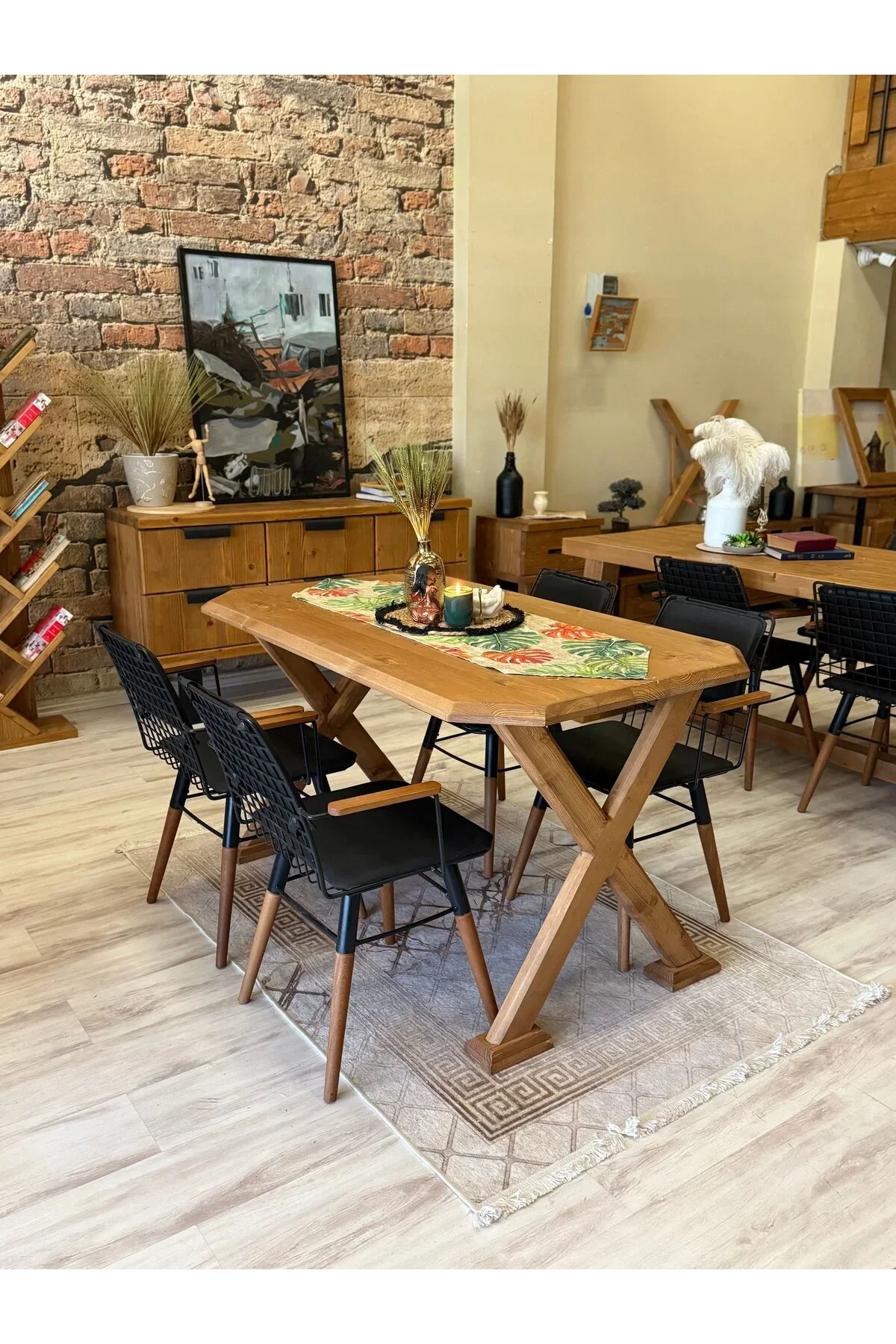 Ntconcept Arden Doğal Ahşap Sandalyeli Masa Takımı(85cm-185cm Masa+8Sandalye) - Görsel 5