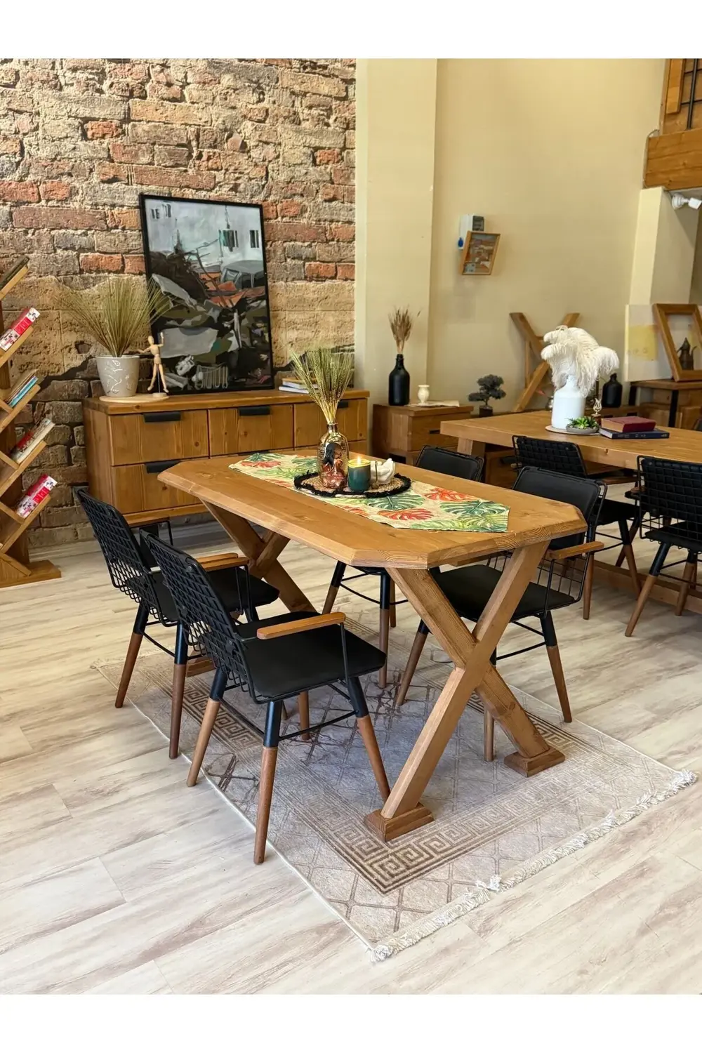 Ntconcept Arden Doğal Ahşap Sandalyeli Masa Takımı(100cm-210cm Ma