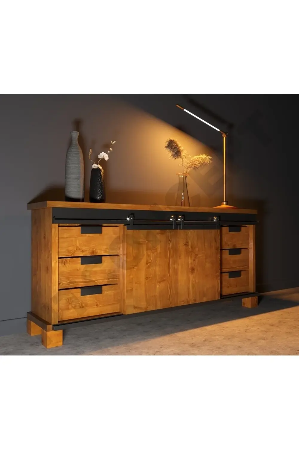 Nt Concept Ntconcept Ares Masif Ahşap Ray Kapak Çekmeceli Konsol 200Cm