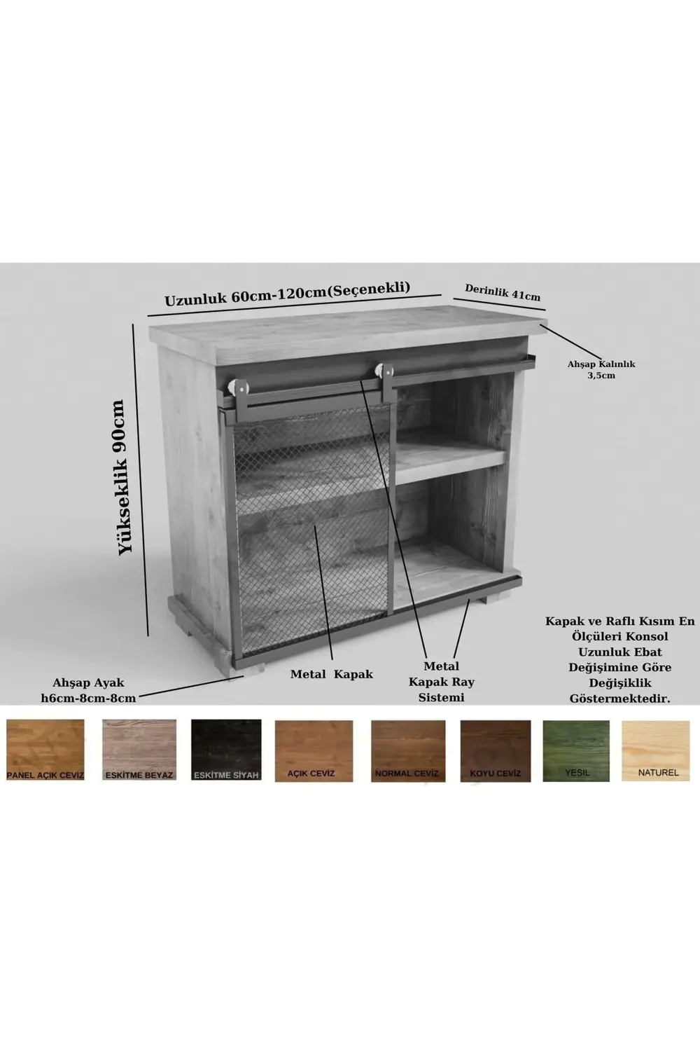 Nt Concept Ntconcept Arni Doğal Ahşap Ofis Konsolu(110Cm-H90cm-41Cm)