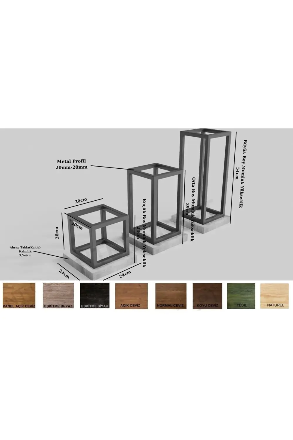 Ntconcept Arwen Doğal Ahşap Hilton 3'lü set(70cm'lik)