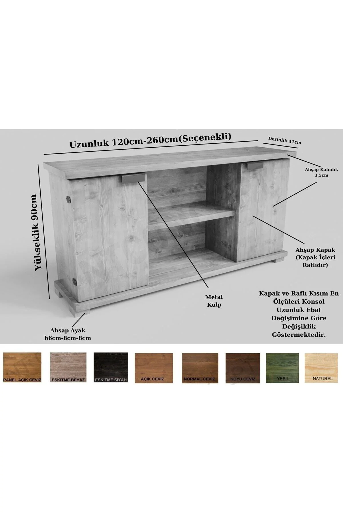 Ntconcept Arwen Masif Ahşap Konsol 140cm