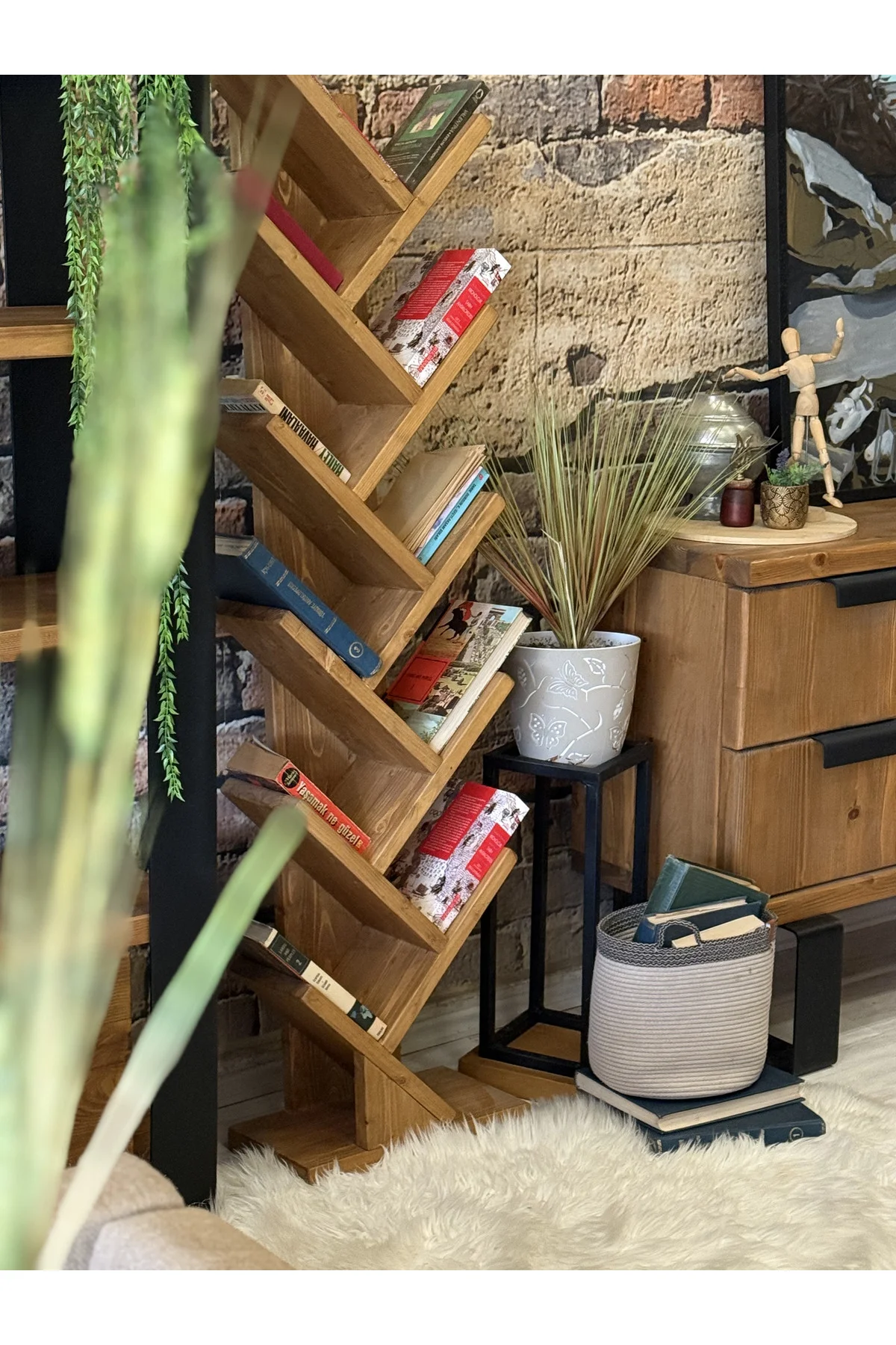 Ntconcept Avzem Doğal Ahşap Masif Kitaplık