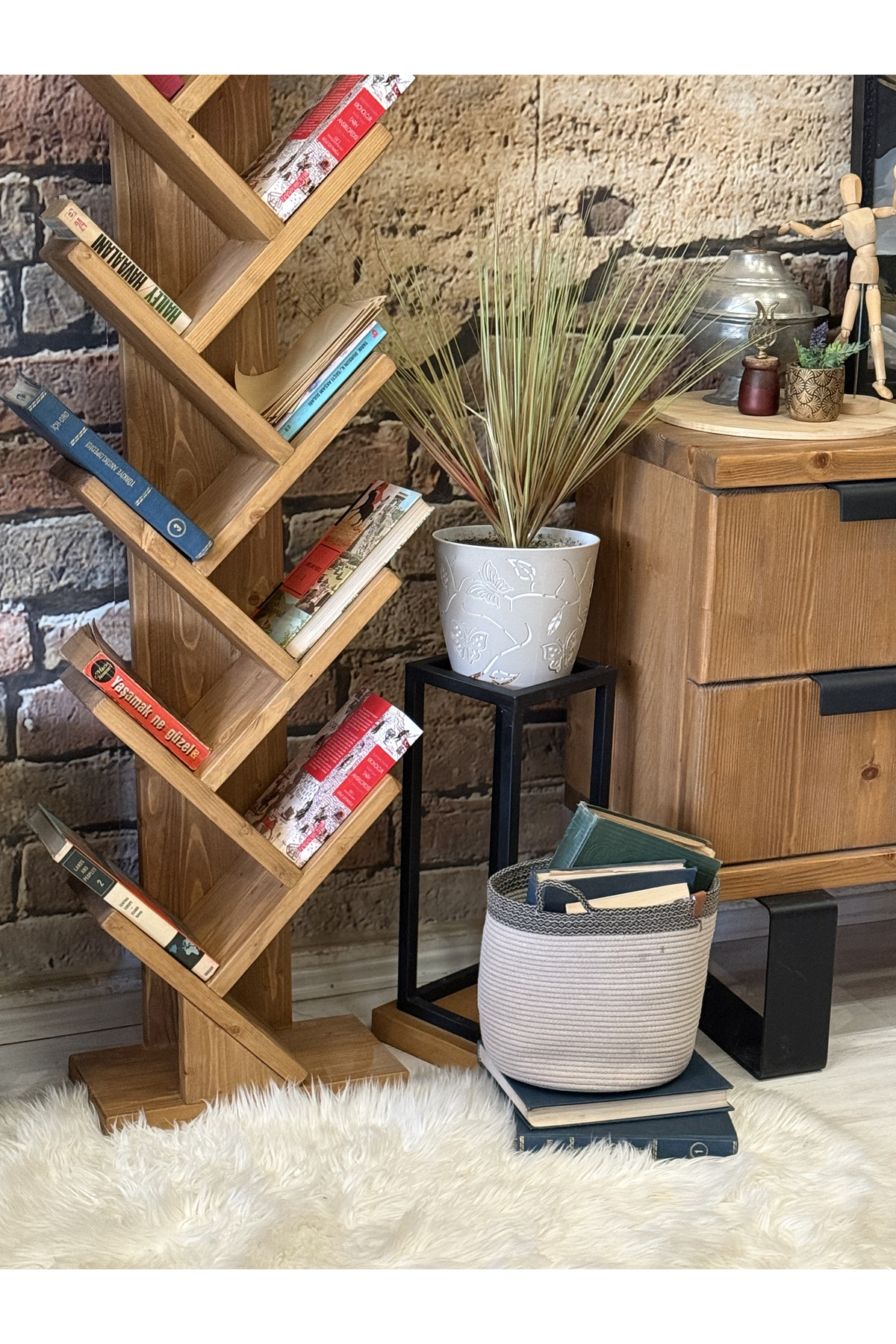 Ntcollection Ntconcept Avzem Doğal Ahşap Masif Kitaplık