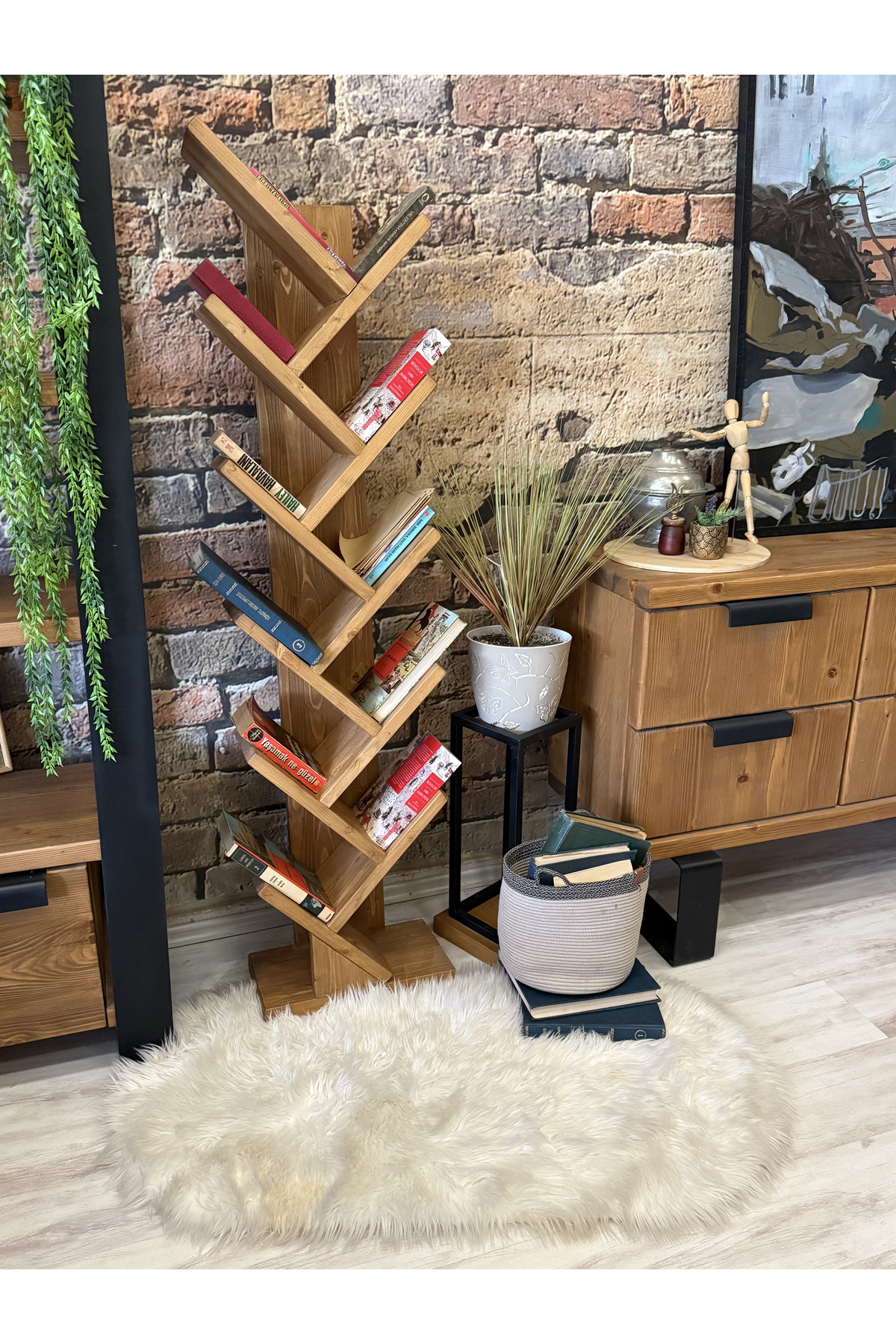 Ntcollection Ntconcept Avzem Doğal Ahşap Masif Kitaplık