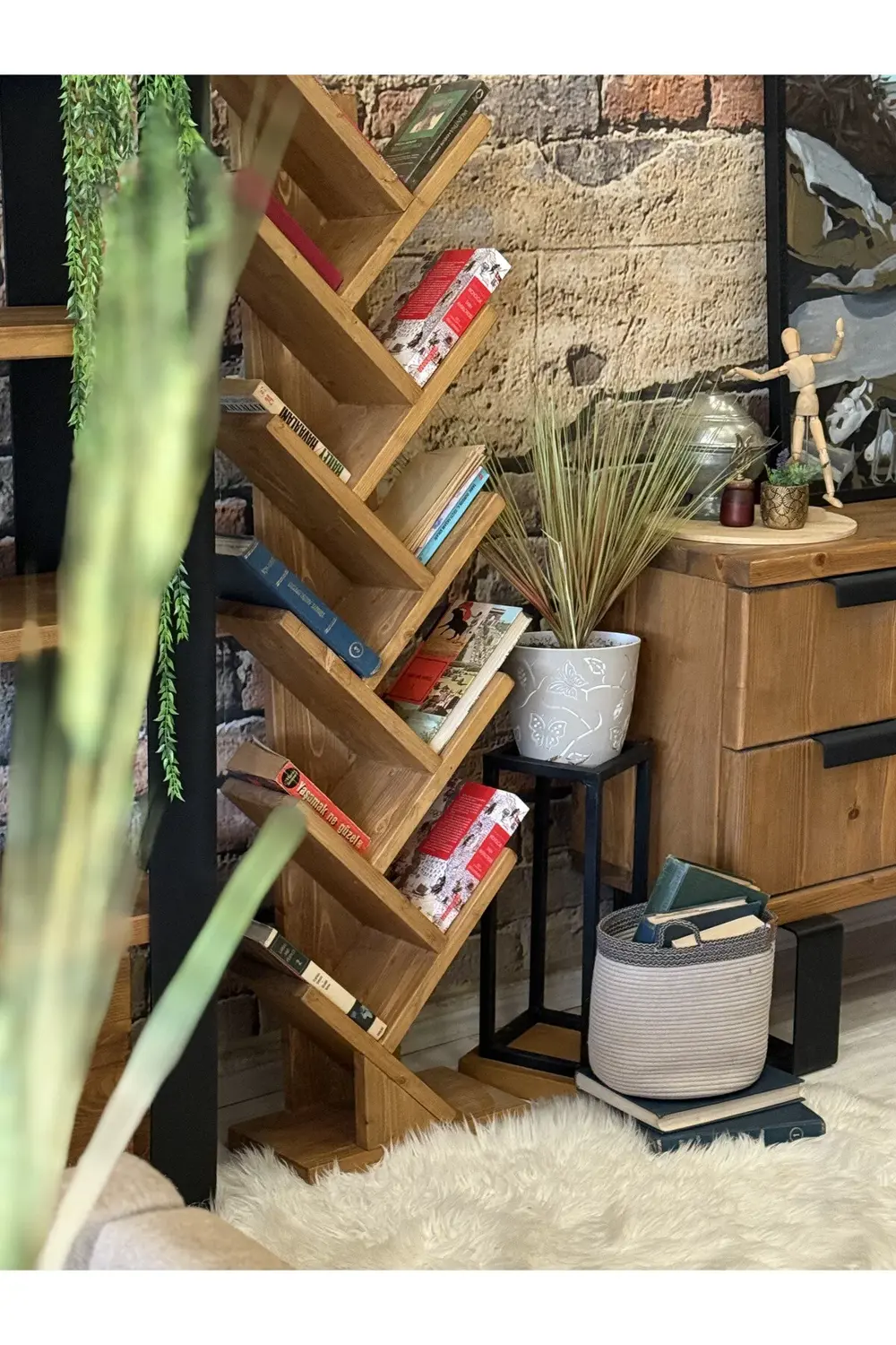 Ntconcept Avzem Doğal Ahşap Masif Kitaplık