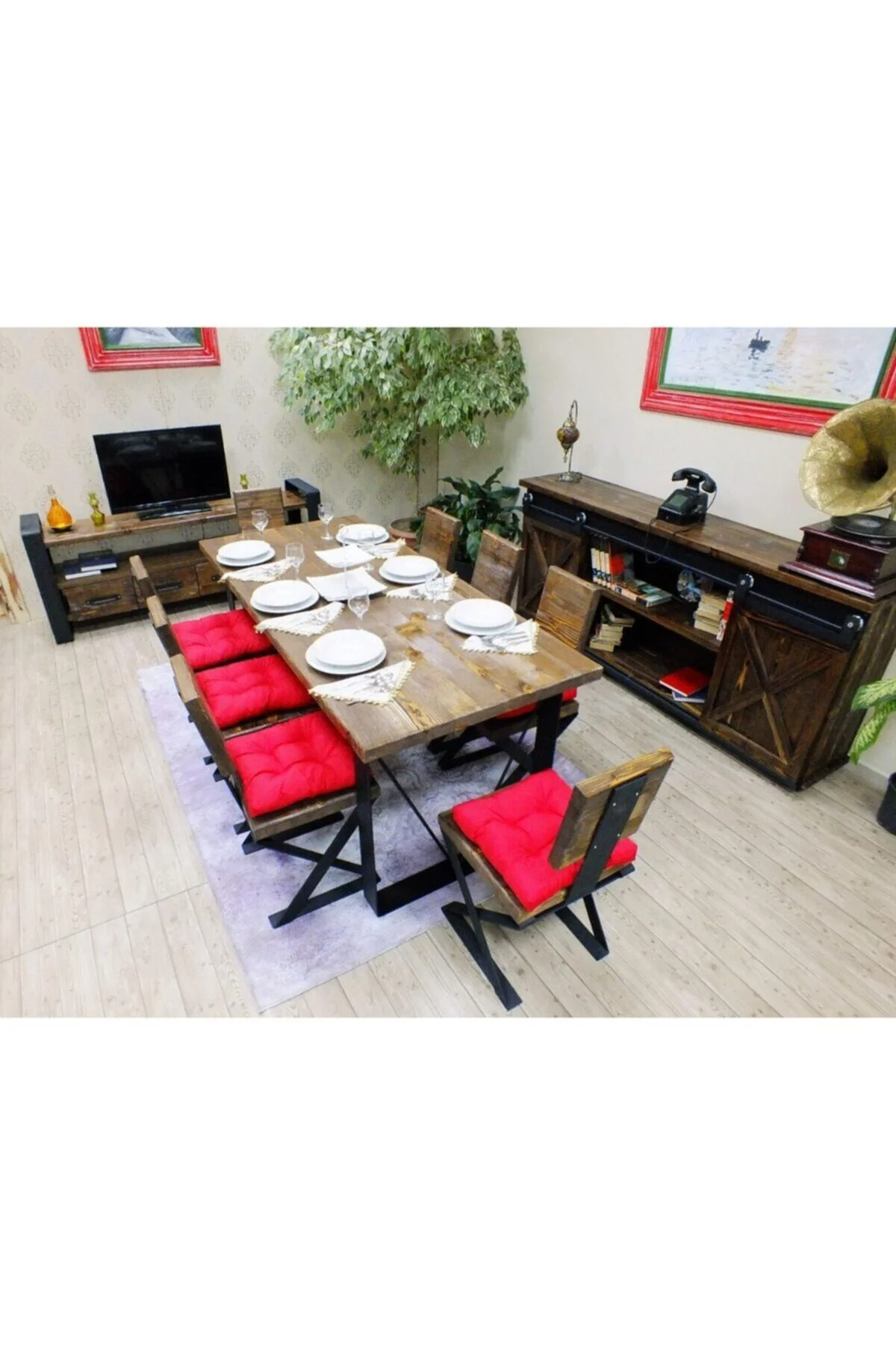 Ntconcept Blu Doğal Ağaç Yemek Masası 85cm 210cm Masa - Görsel 11