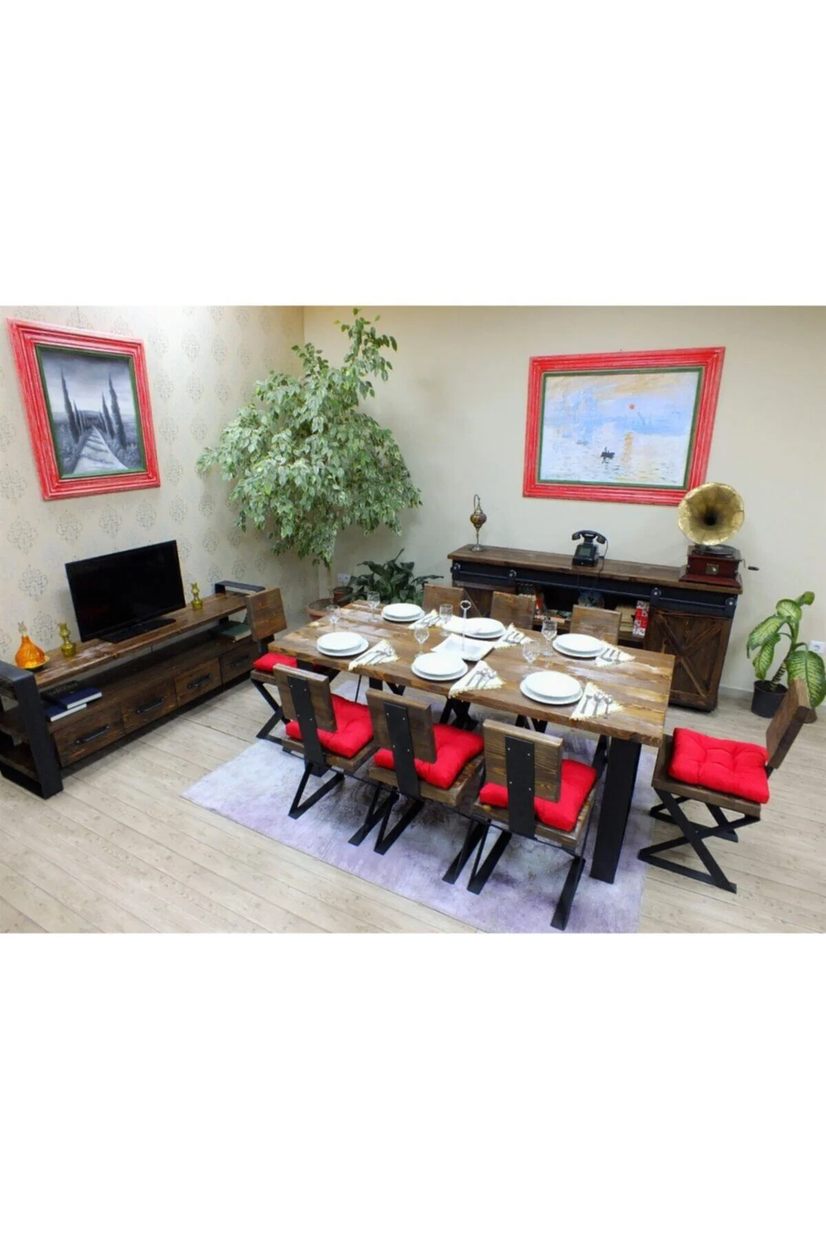 Ntconcept Blu Doğal Ağaç Yemek Masası 85cm 210cm Masa - Görsel 6