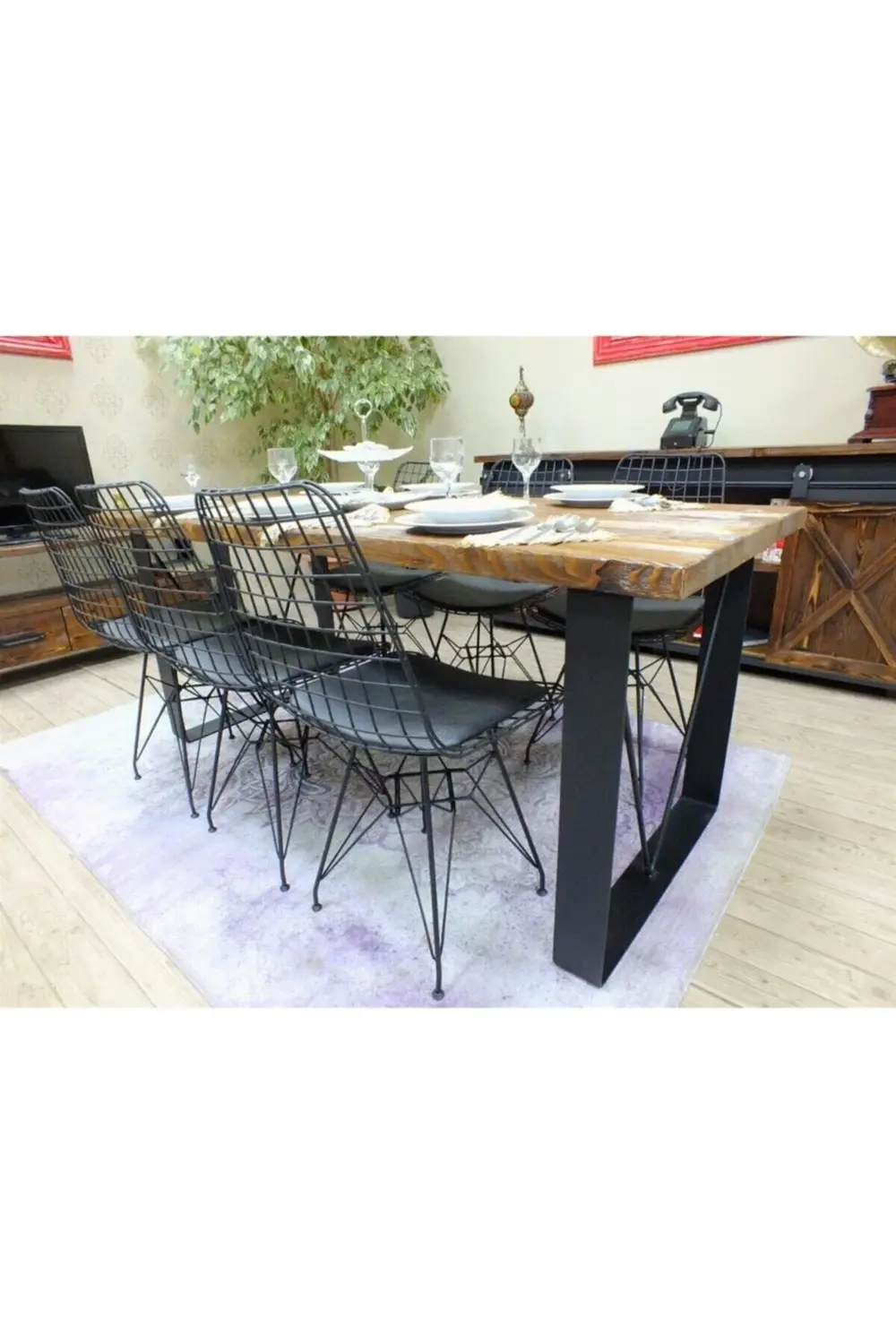 Ntconcept Blu Doğal Ağaç Yemek Masası 85cm 210cm Masa