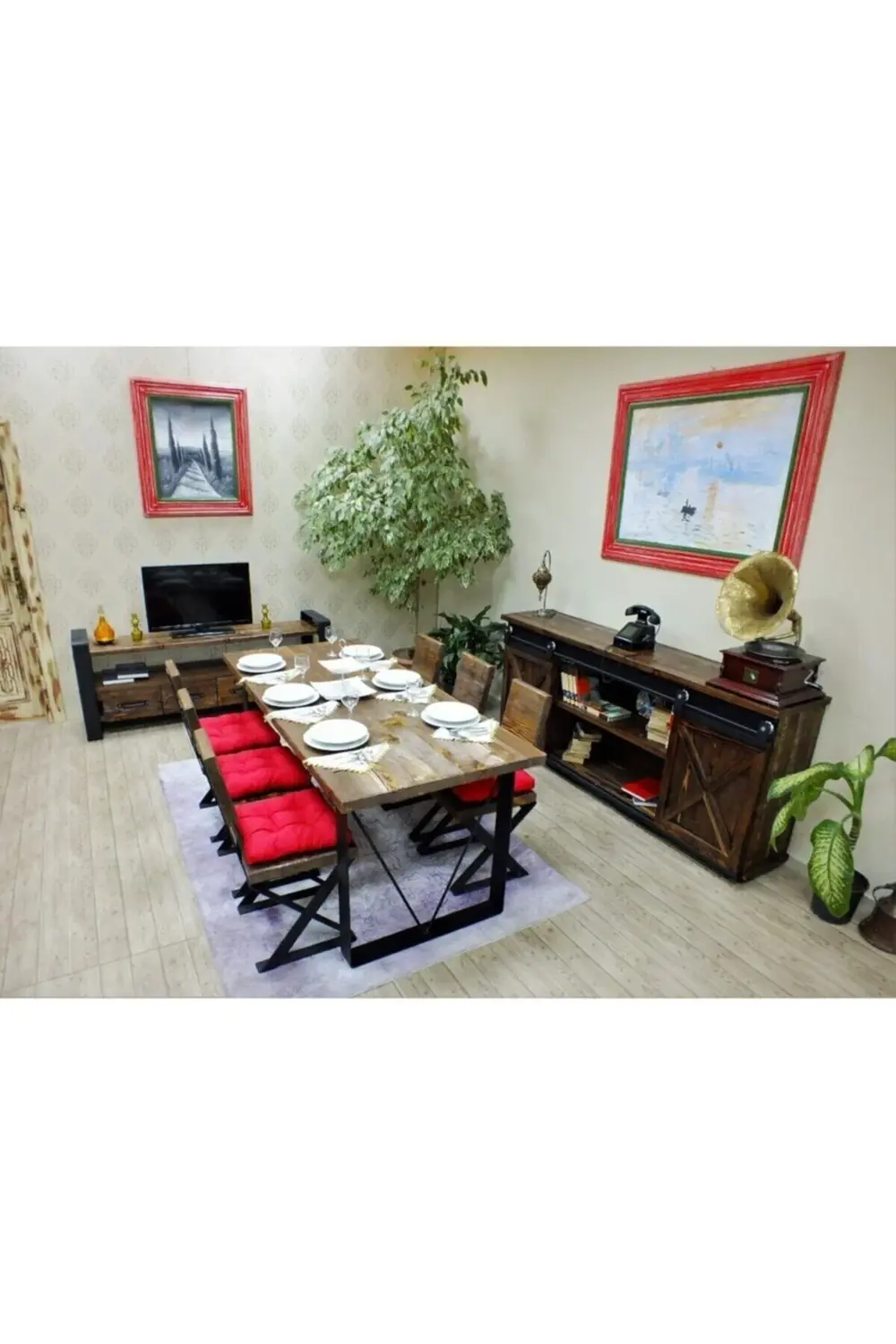 Ntconcept Blu Doğal Ağaç Yemek Masası 85cm 210cm Masa