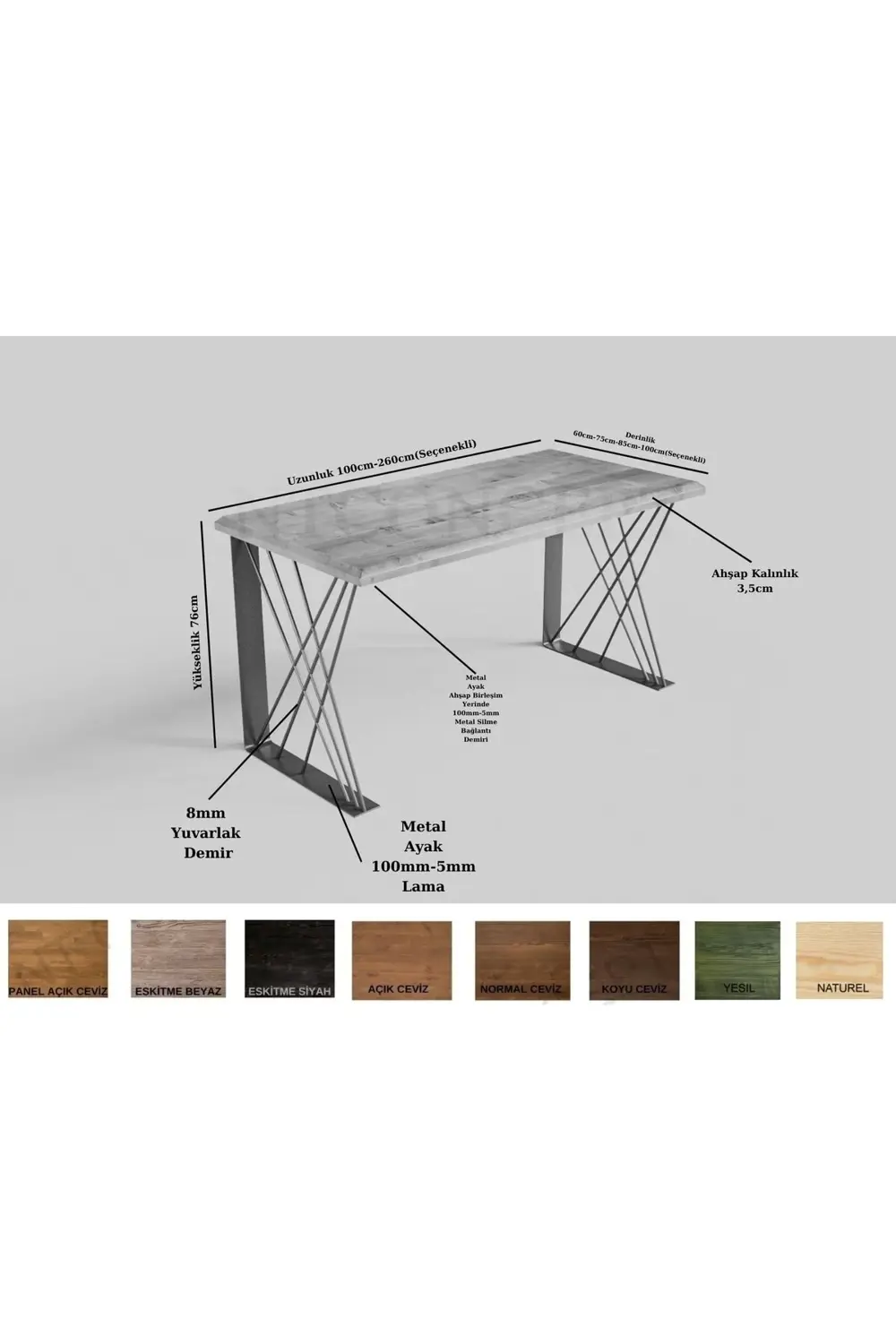 Ntconcept Case Masif Ağaç Ofis Ve Çalışma Masası 75 Cm-160 Cm