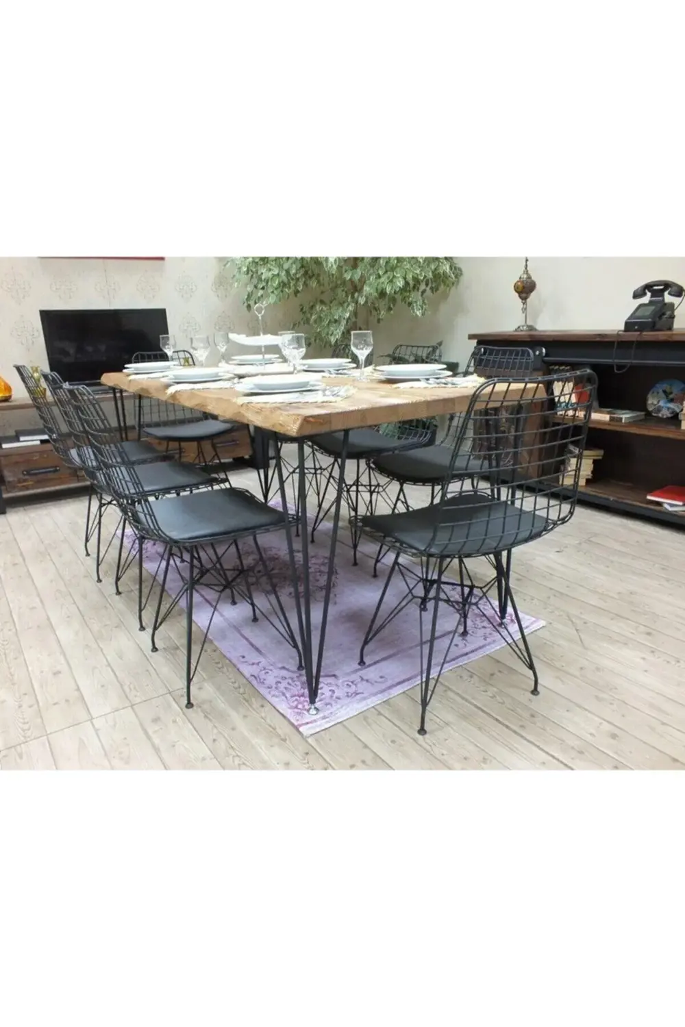 Ntconcept Doğal Ağaç Yemek Masası - (85cm-210cm Masa)