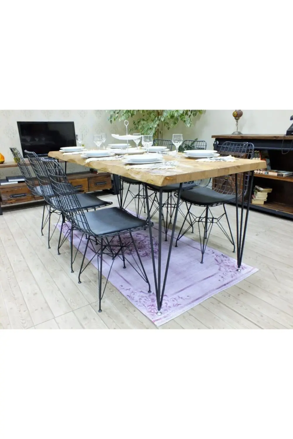 Ntconcept Doğal Ağaç Yemek Masası - (85cm-210cm Masa)