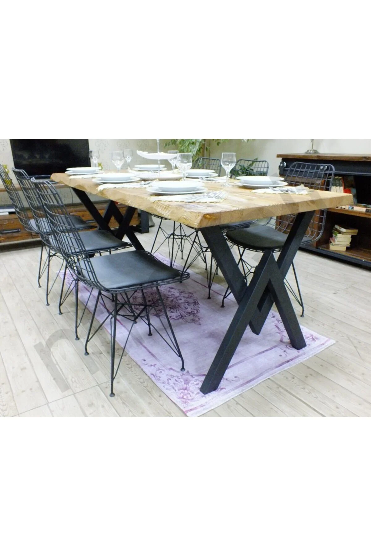 Ntconcept Vinne Doğal Ağaç Yemek Masası - (85cm-200cm Masa)