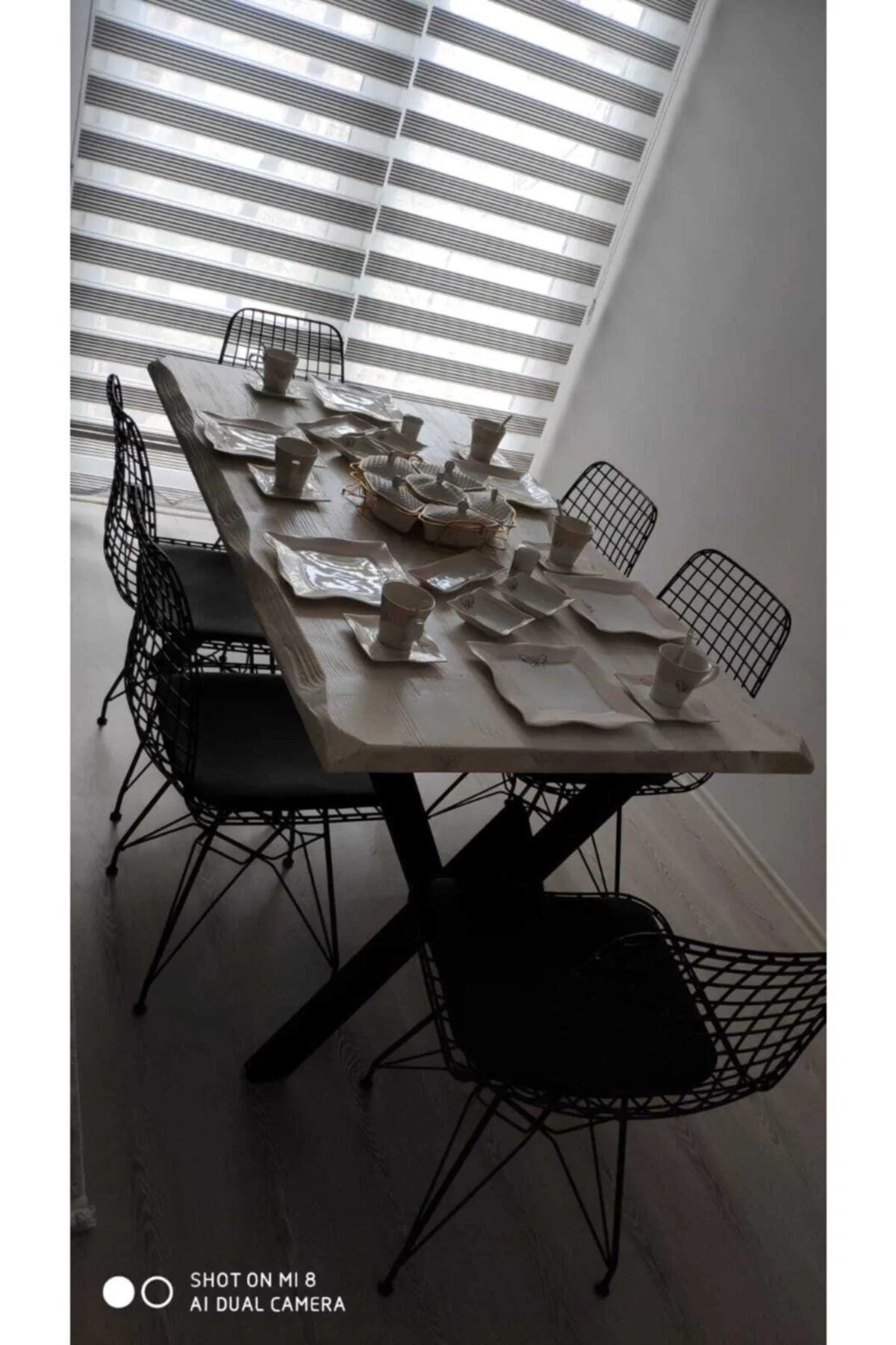 Ntconcept Doğal Ağaç Mutfak Masası(85cm-150cm Masa+6 Sandalye)